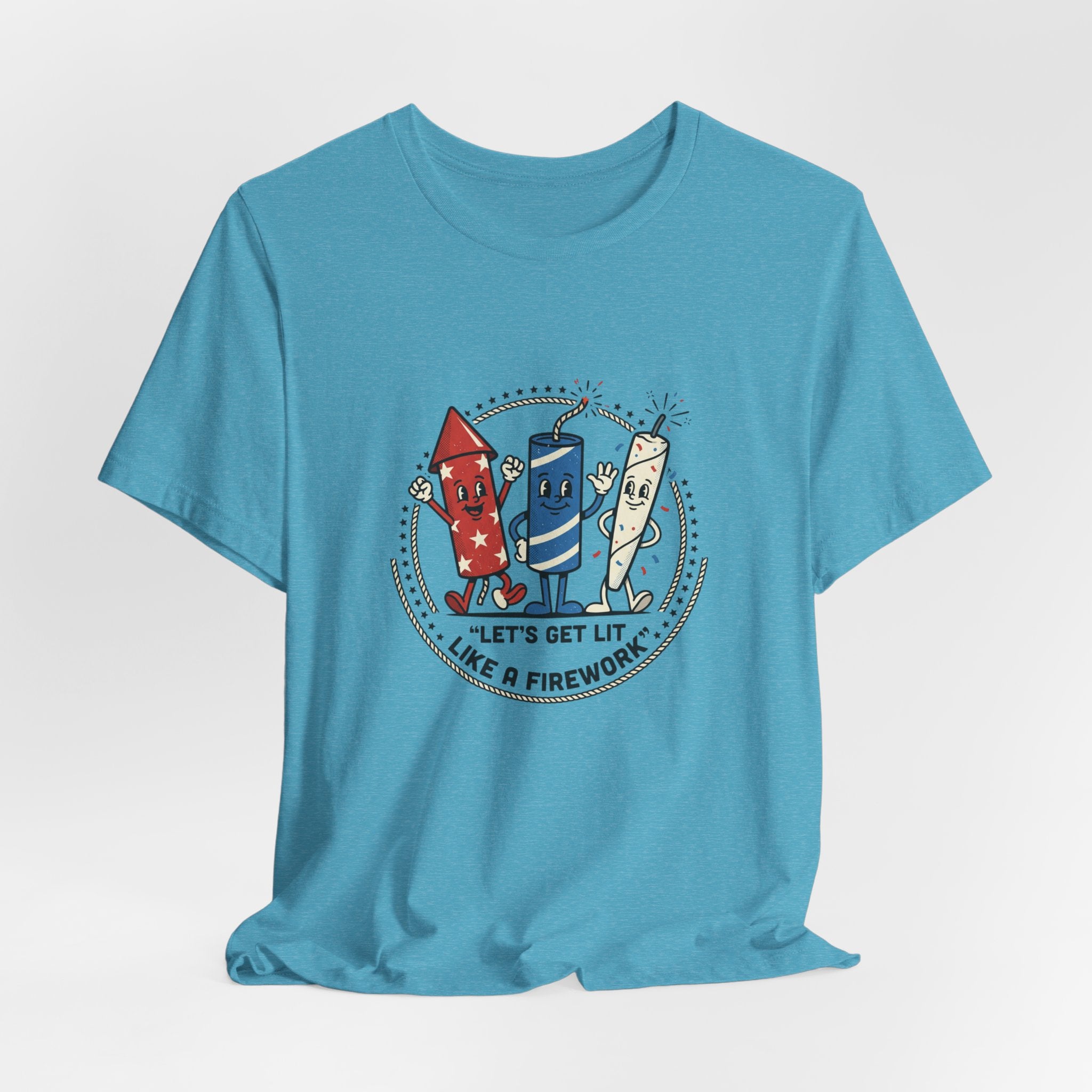 Let's Get Lit Like a Firework Funny Patriotic Tee