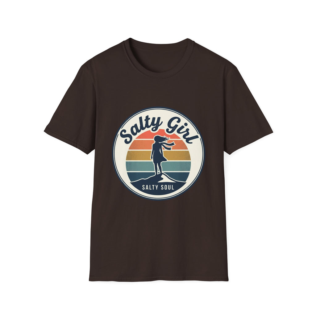 Salty Girl Retro Beach Sunset Graphic Tee