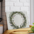 Green Laurel Wreath Glass Cutting Board | Botanical Kitchen Decor