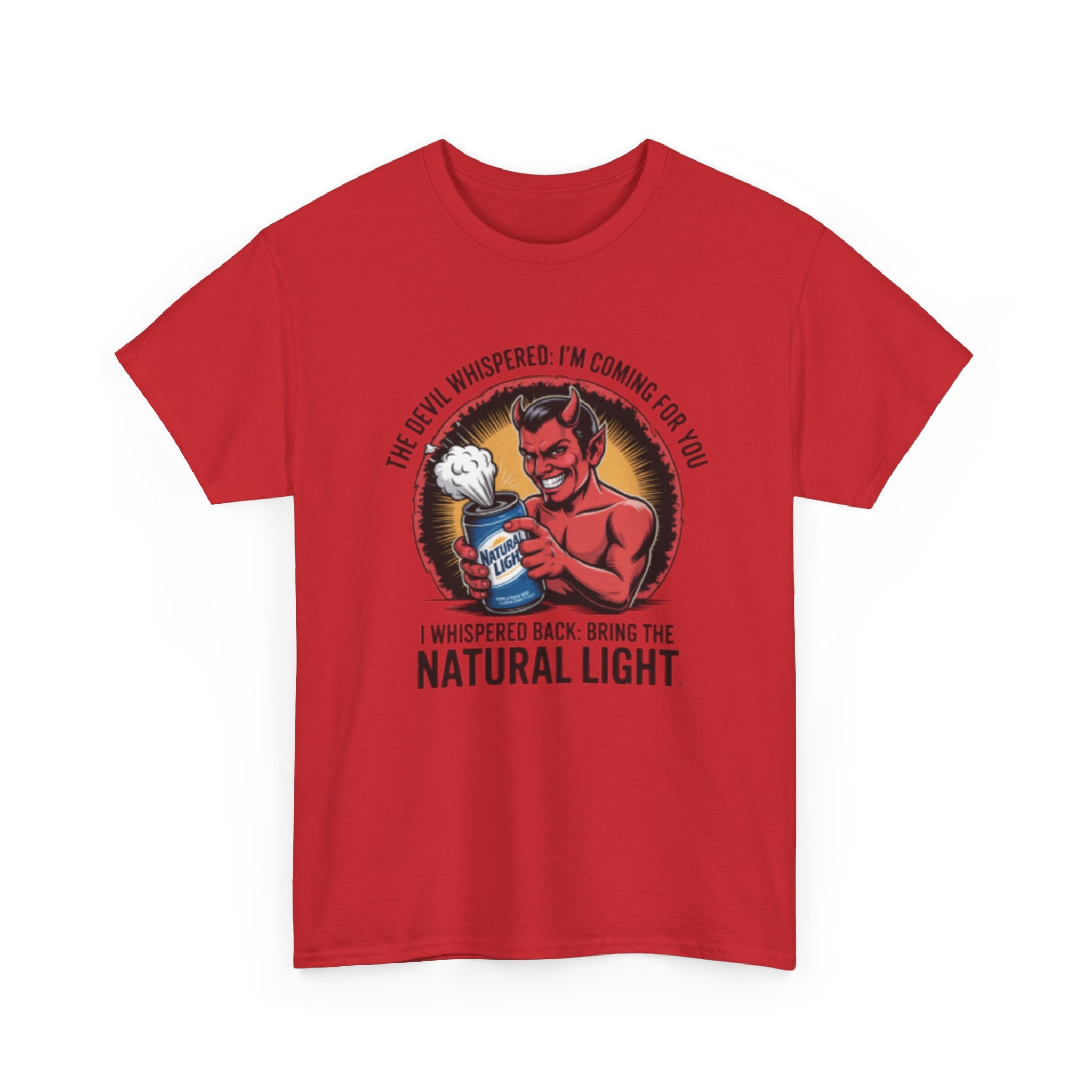 Devil Holding Beer Can, Natty Natural Light Beer T-Shirt | Natural Light Beer