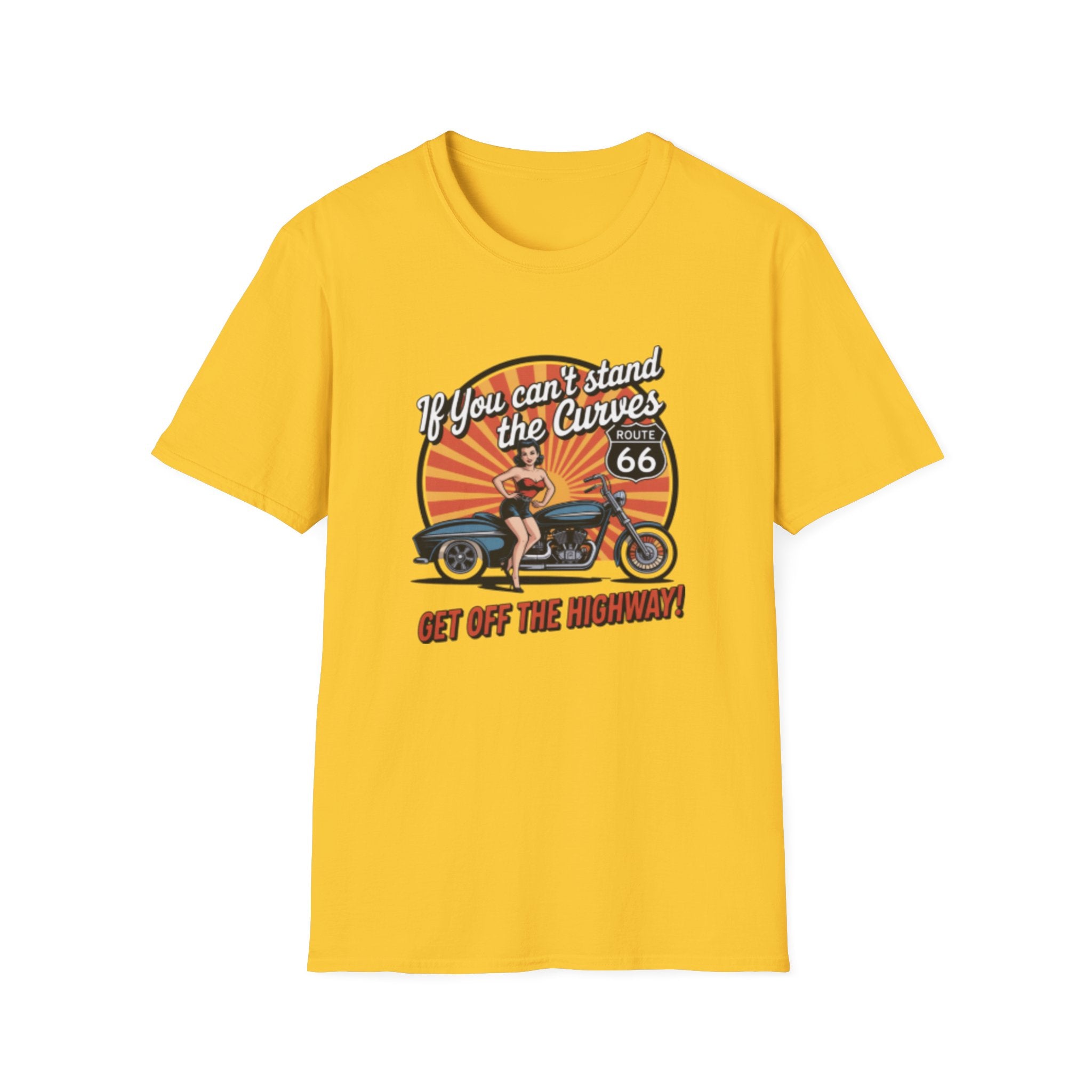 Route 66 Motorcycle Tee — "If You Can't Stand the Curves" Retro Biker T-Shirt