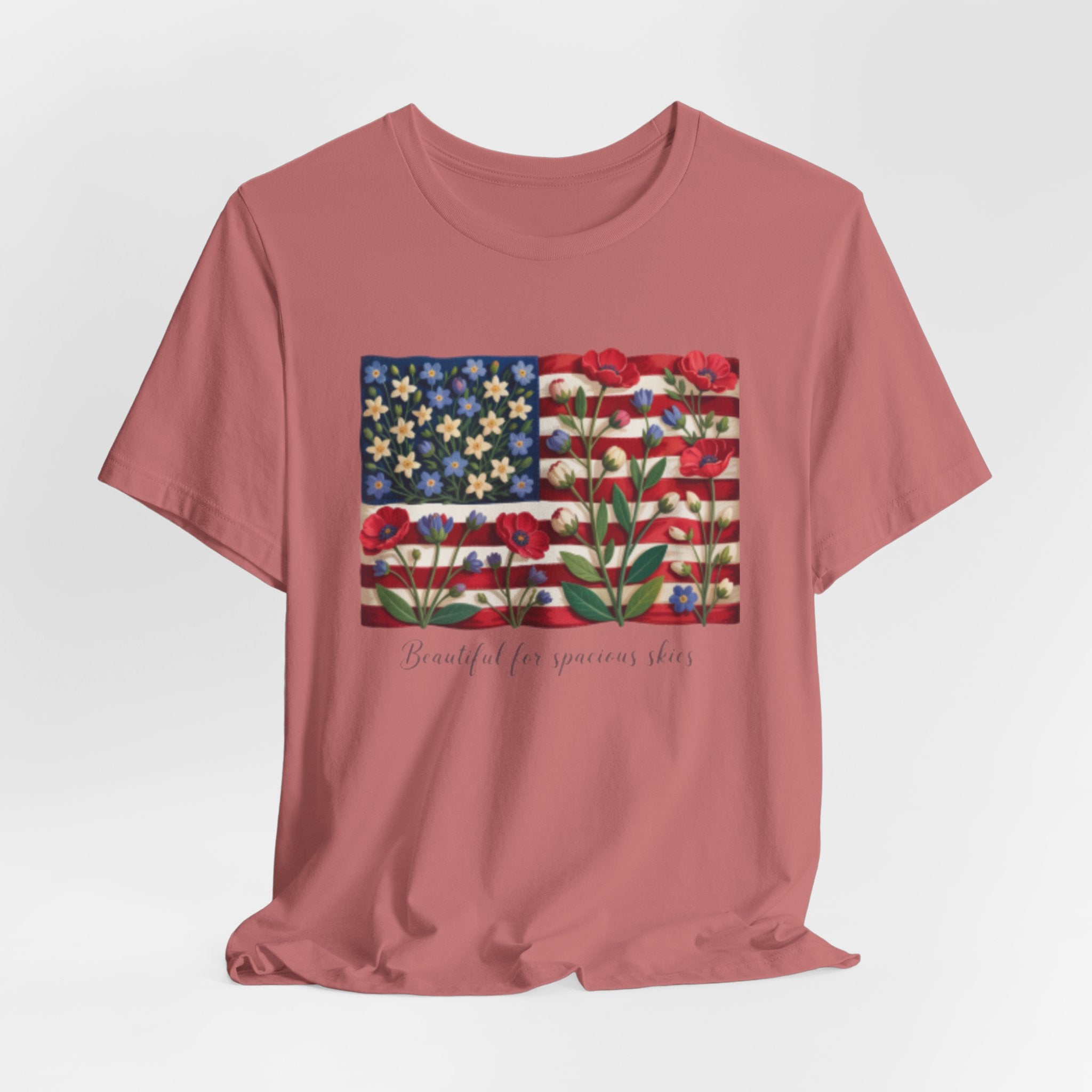 Patriotic Floral Flag T-Shirt — "Beautiful for Generations" Graphic Tee