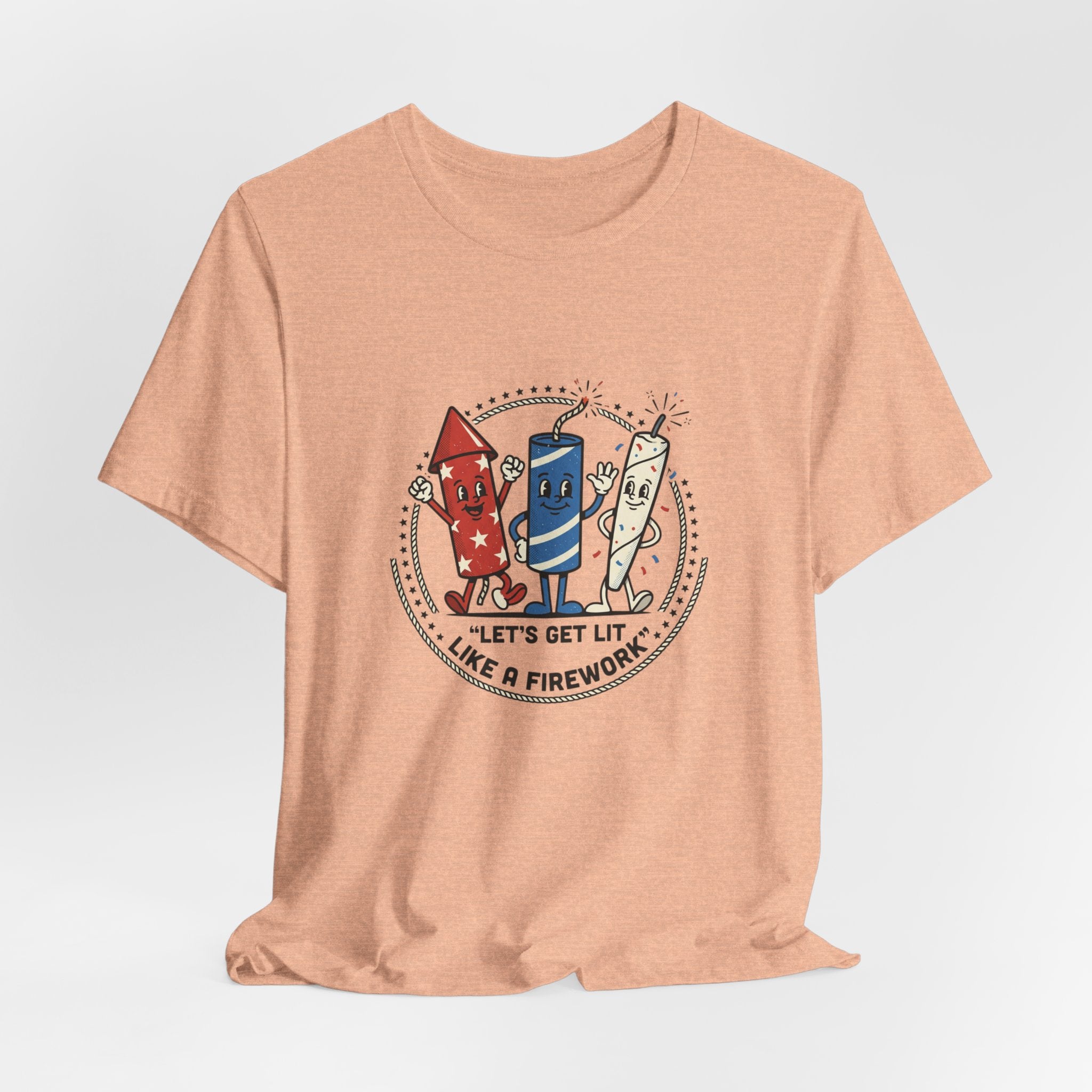 Let's Get Lit Like a Firework Funny Patriotic Tee