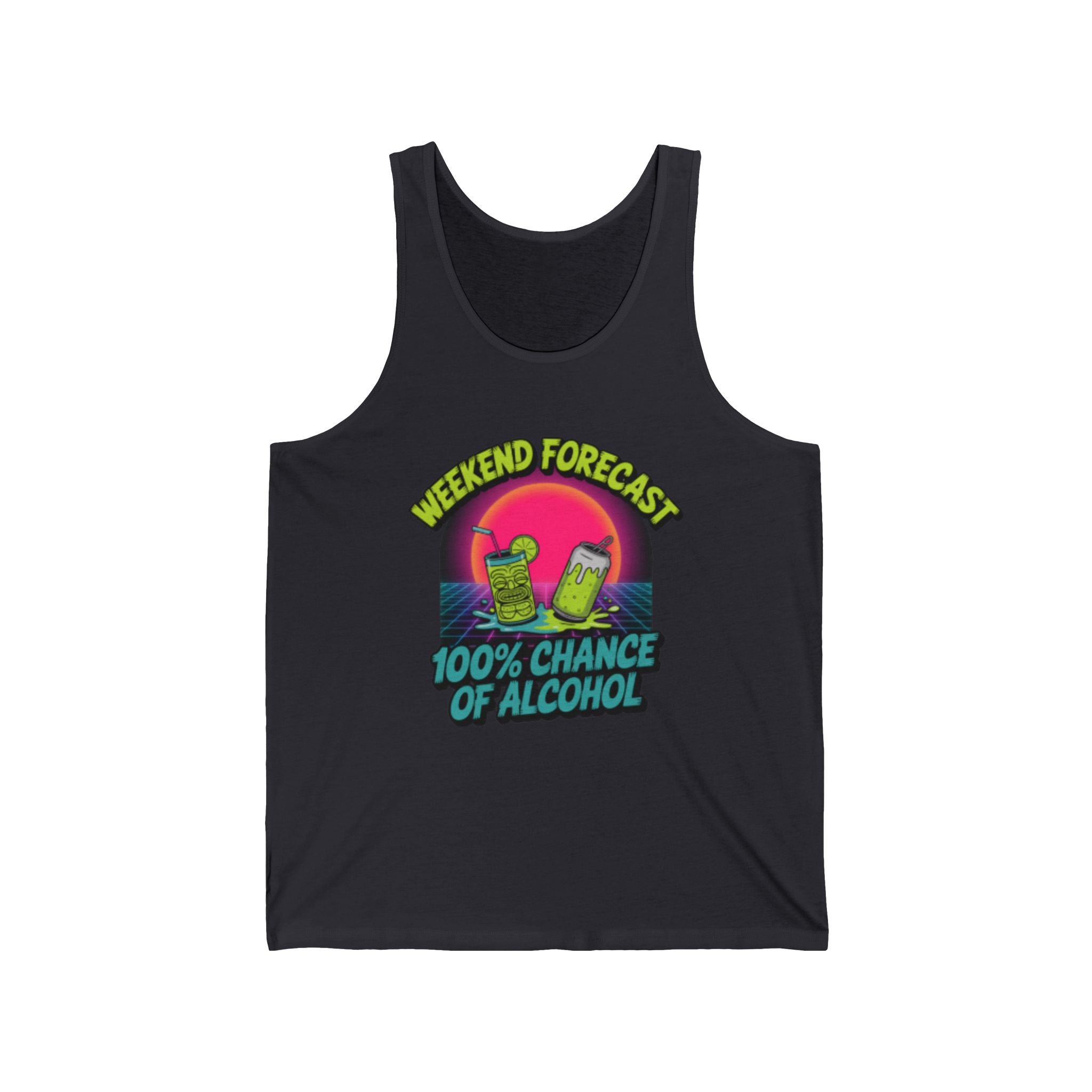 Weekend Forecast 100% Chance of Alcohol Tank, Summer Graphic Tank