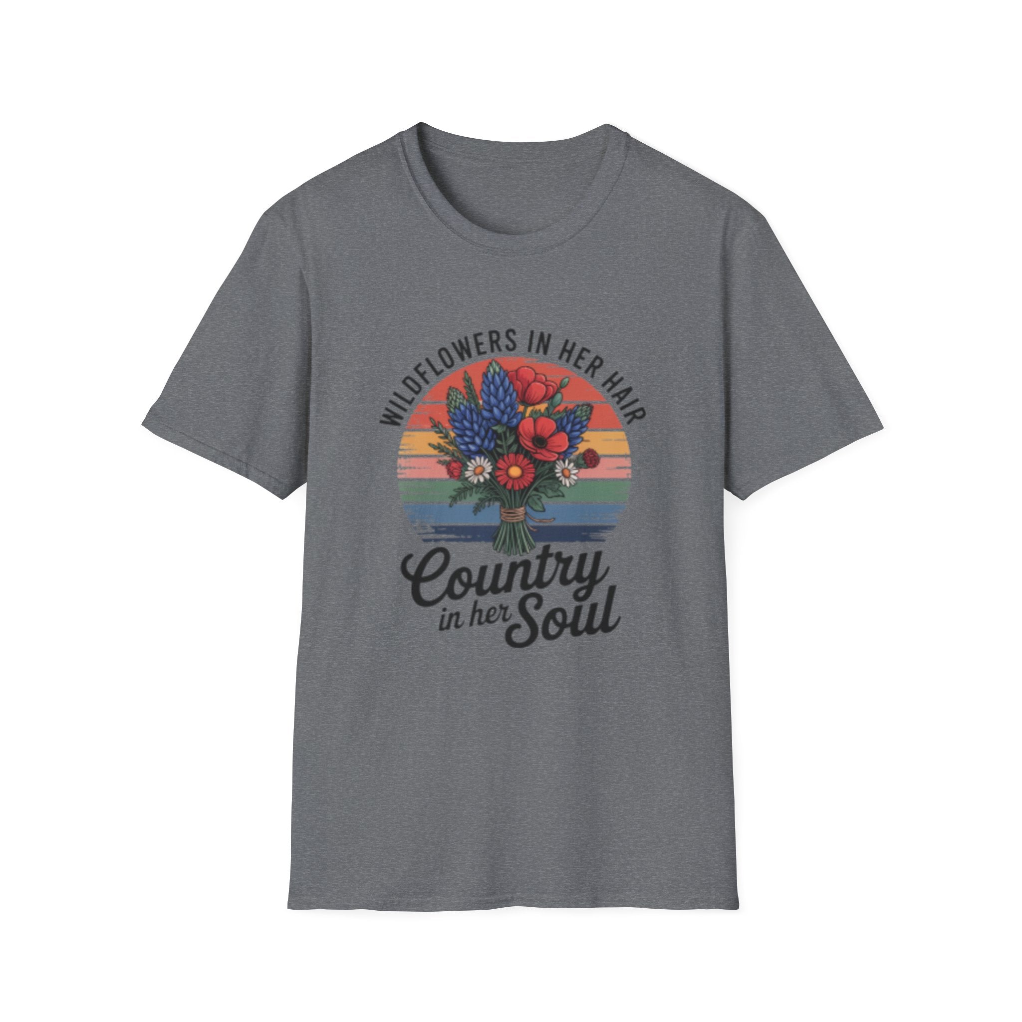 Wildflowers In Her Hair T-Shirt | Country In Her Soul Floral Retro