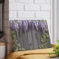Wisteria Vines Glass Cutting Board | Purple Floral Wood Plank