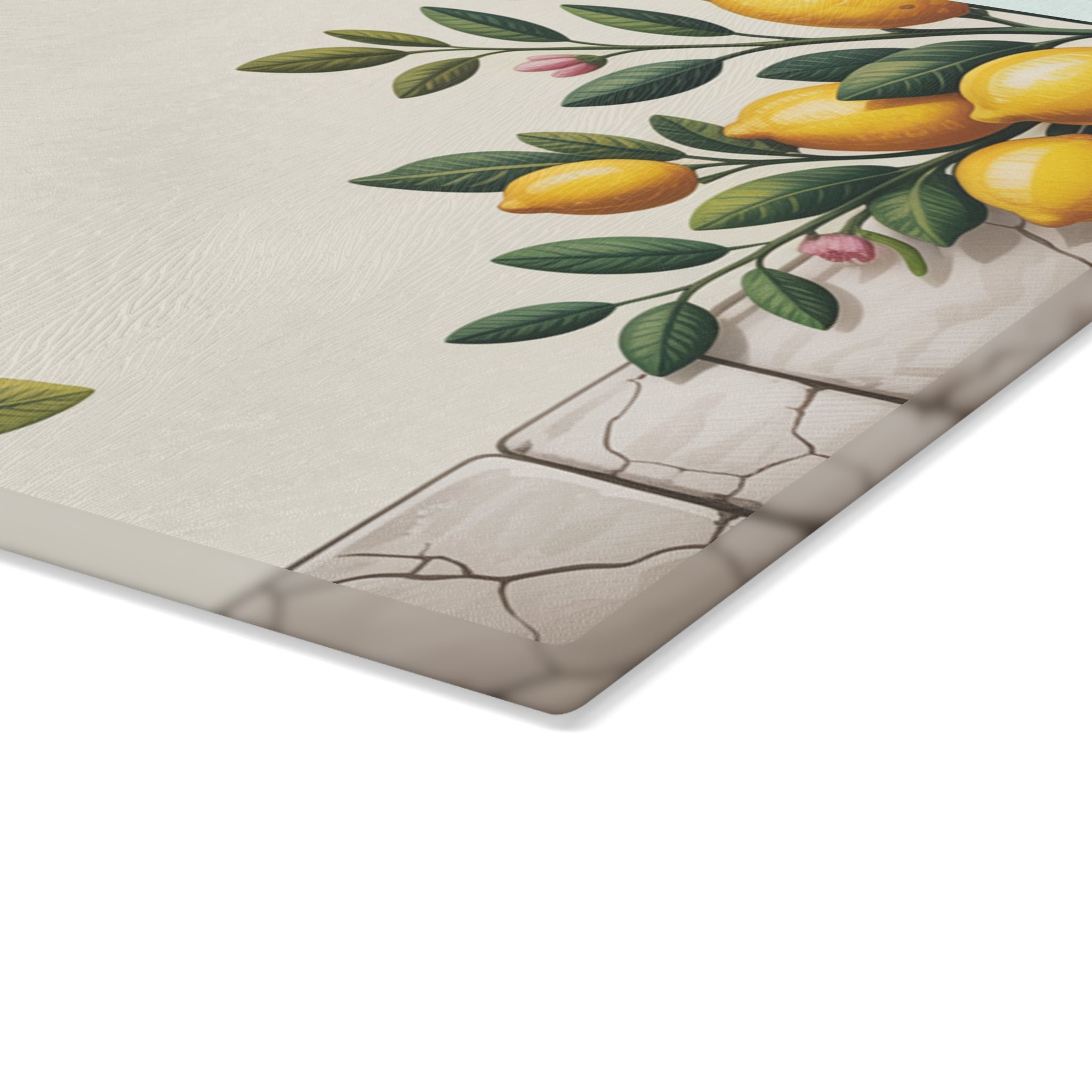 Lemon Branches Glass Cutting Board | Citrus Kitchen Decor