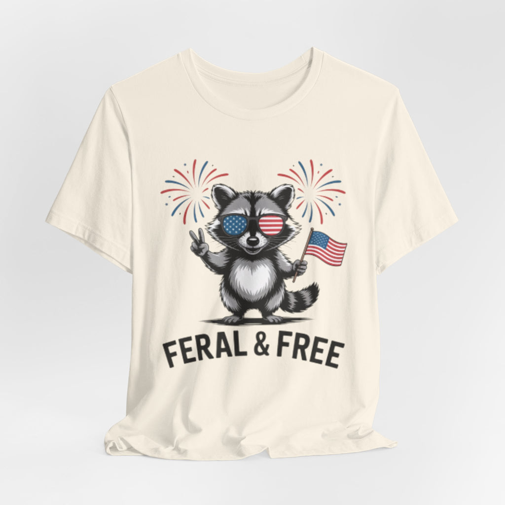 Feral & Free Patriotic Raccoon 4th of July Tee