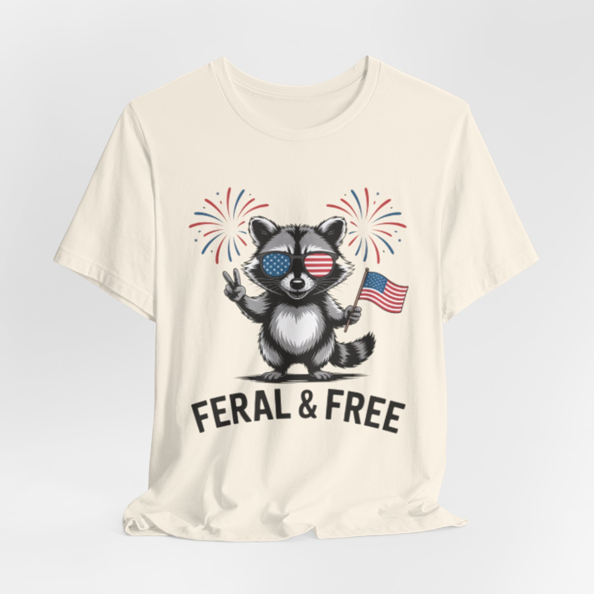 Feral & Free Patriotic Raccoon 4th of July Tee