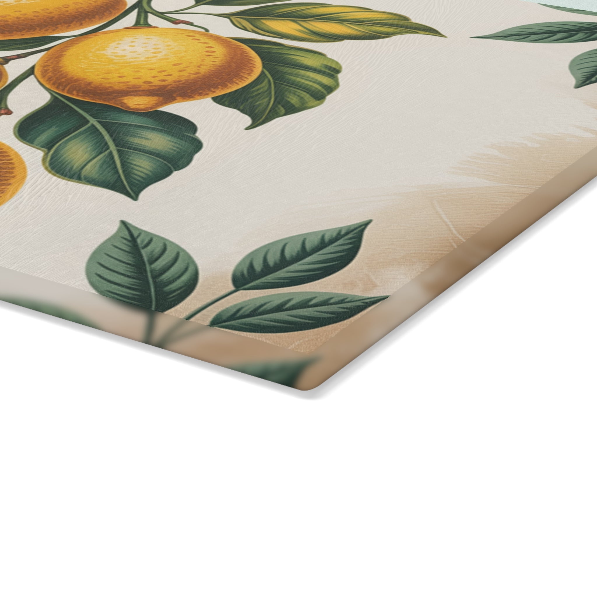 Vintage Lemon Branch Glass Cutting Board | Citrus Kitchen Decor