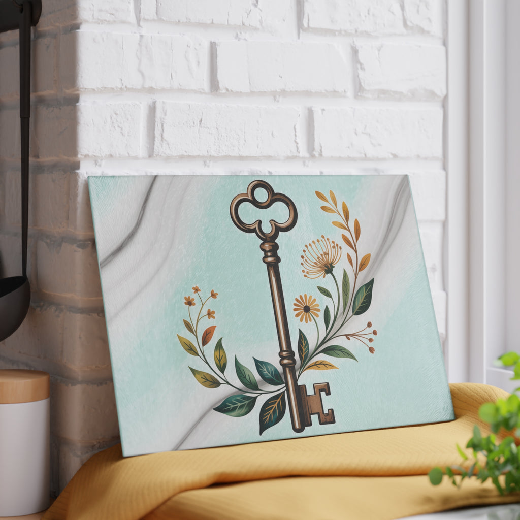 Real Estate Agent Achievement Gift Glass Cutting Board Top Producer Key Art