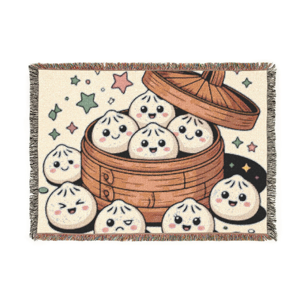 Dumpling Squishy Woven Blanket — Cute Steamed Bun Throw for Kids & Kawaii Decor
