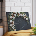 Cotton Stem Wreath Glass Cutting Board | Floral Kitchen Decor