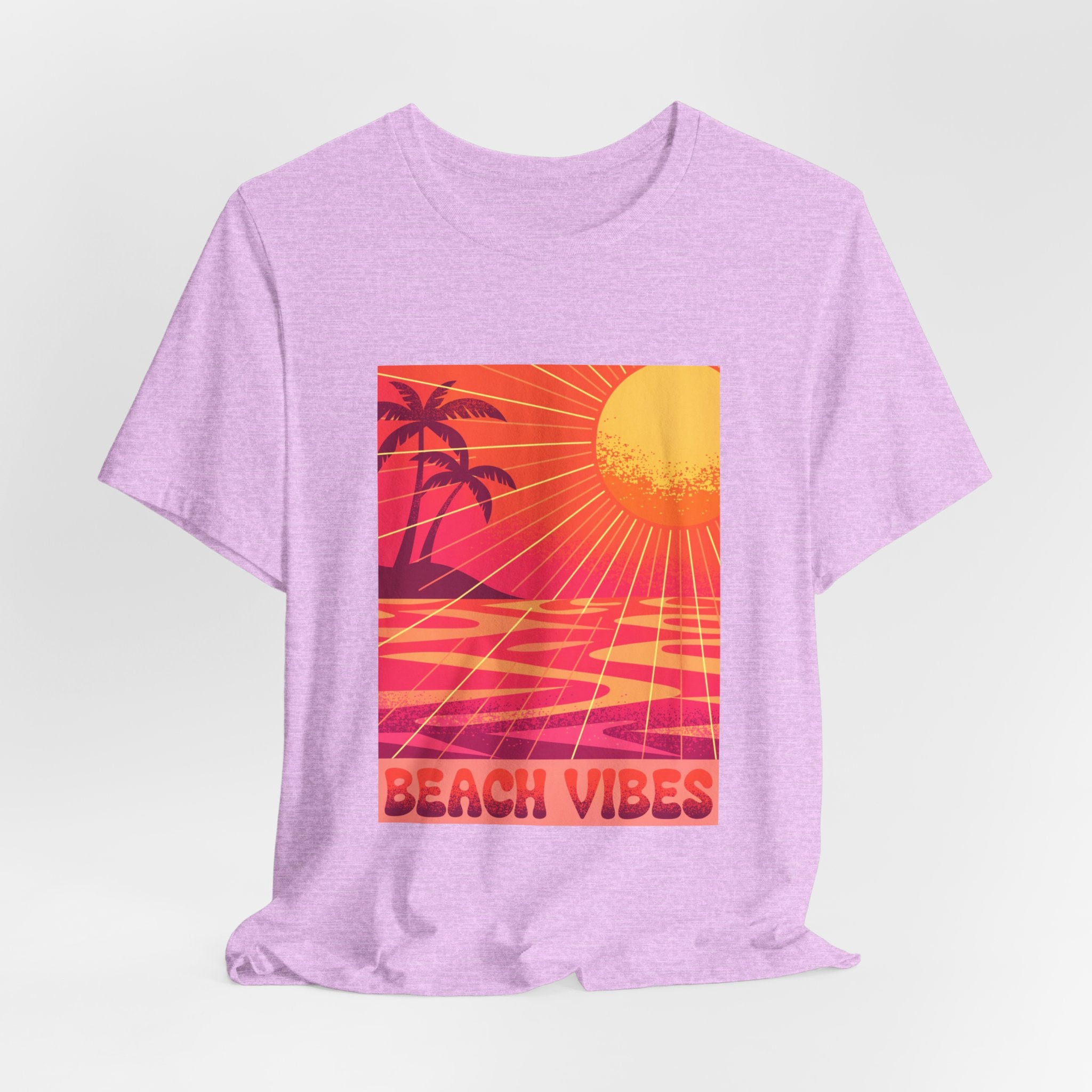 Beach Vibes Retro Sunset Palm Graphic Tee