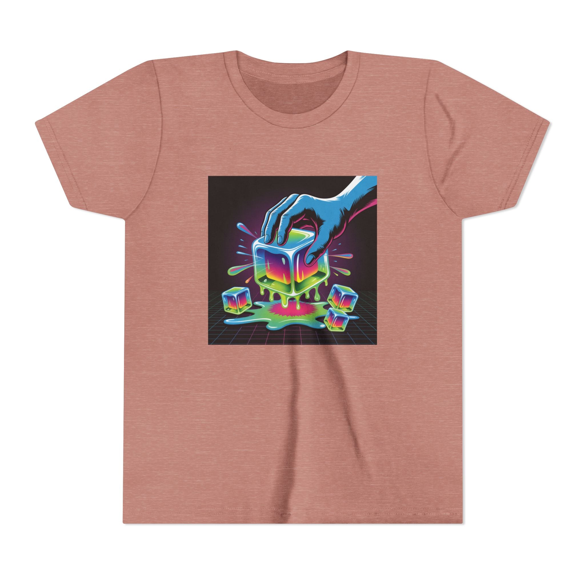 Youth Tee — Neon Melting Ice Cube Graphic