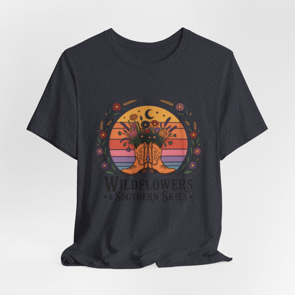 Wildflowers & Southern Skies Cowboy Boots Floral Tee