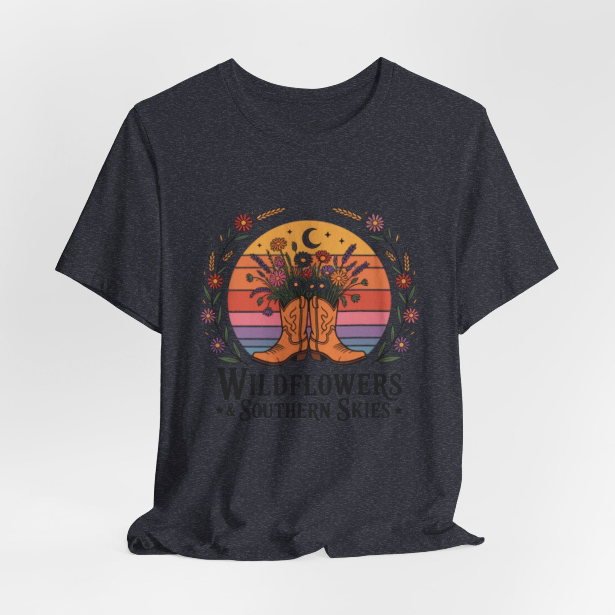 Wildflowers & Southern Skies Cowboy Boots Floral Tee