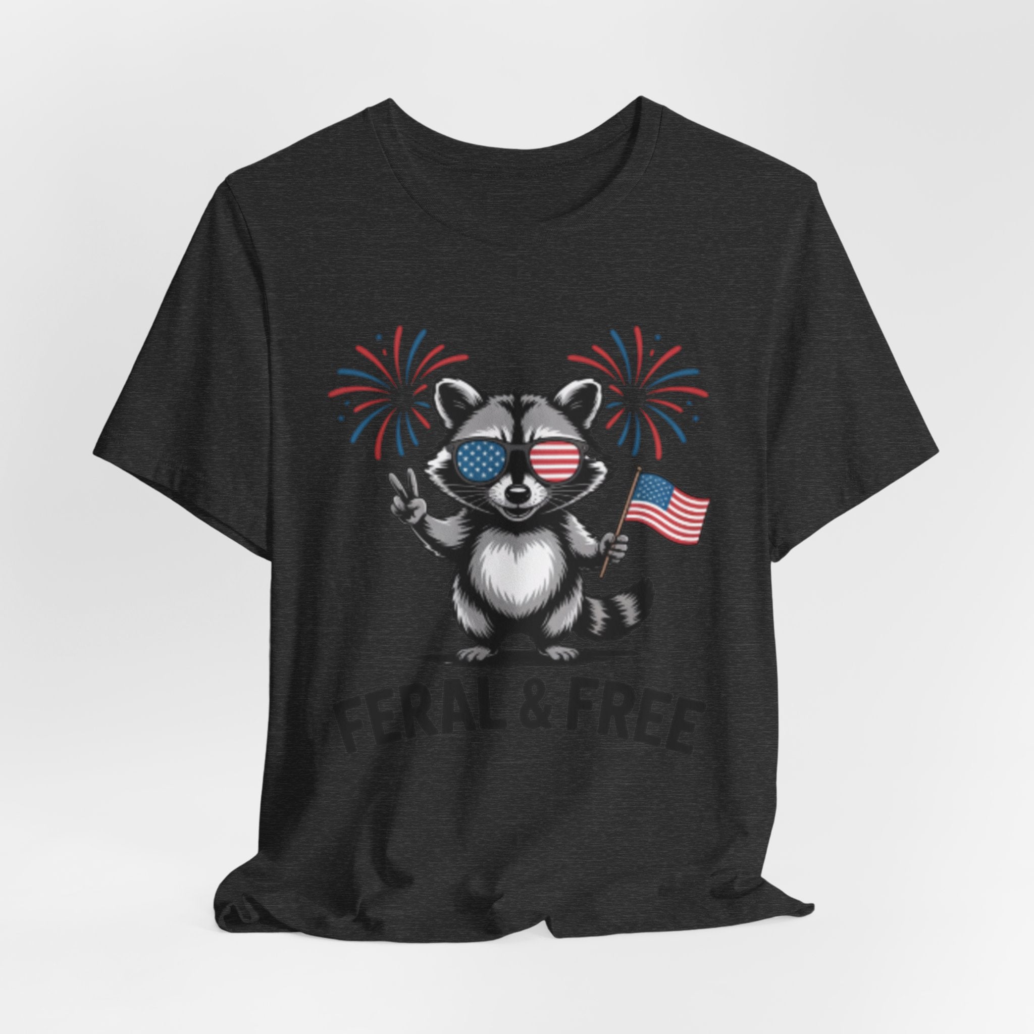 Feral & Free Patriotic Raccoon 4th of July Tee