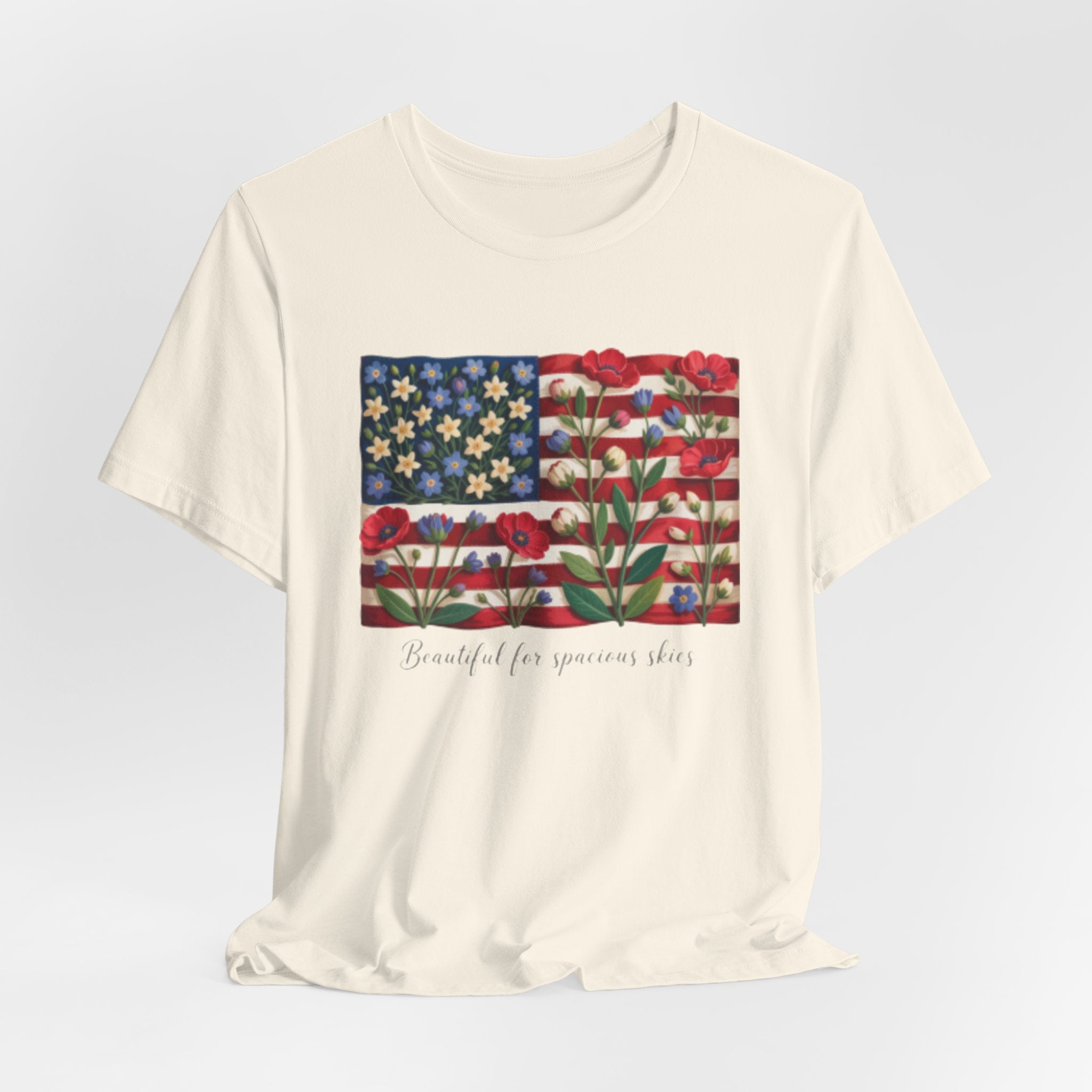 Patriotic Floral Flag T-Shirt — "Beautiful for Generations" Graphic Tee