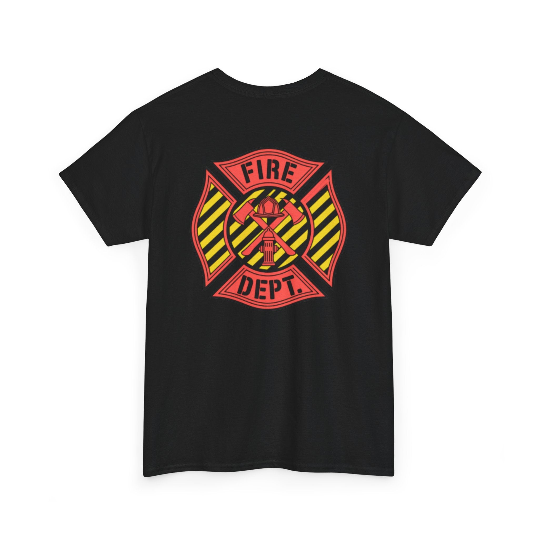Fire Dept Maltese Cross T-Shirt — Firefighter Tee with Back Graphic