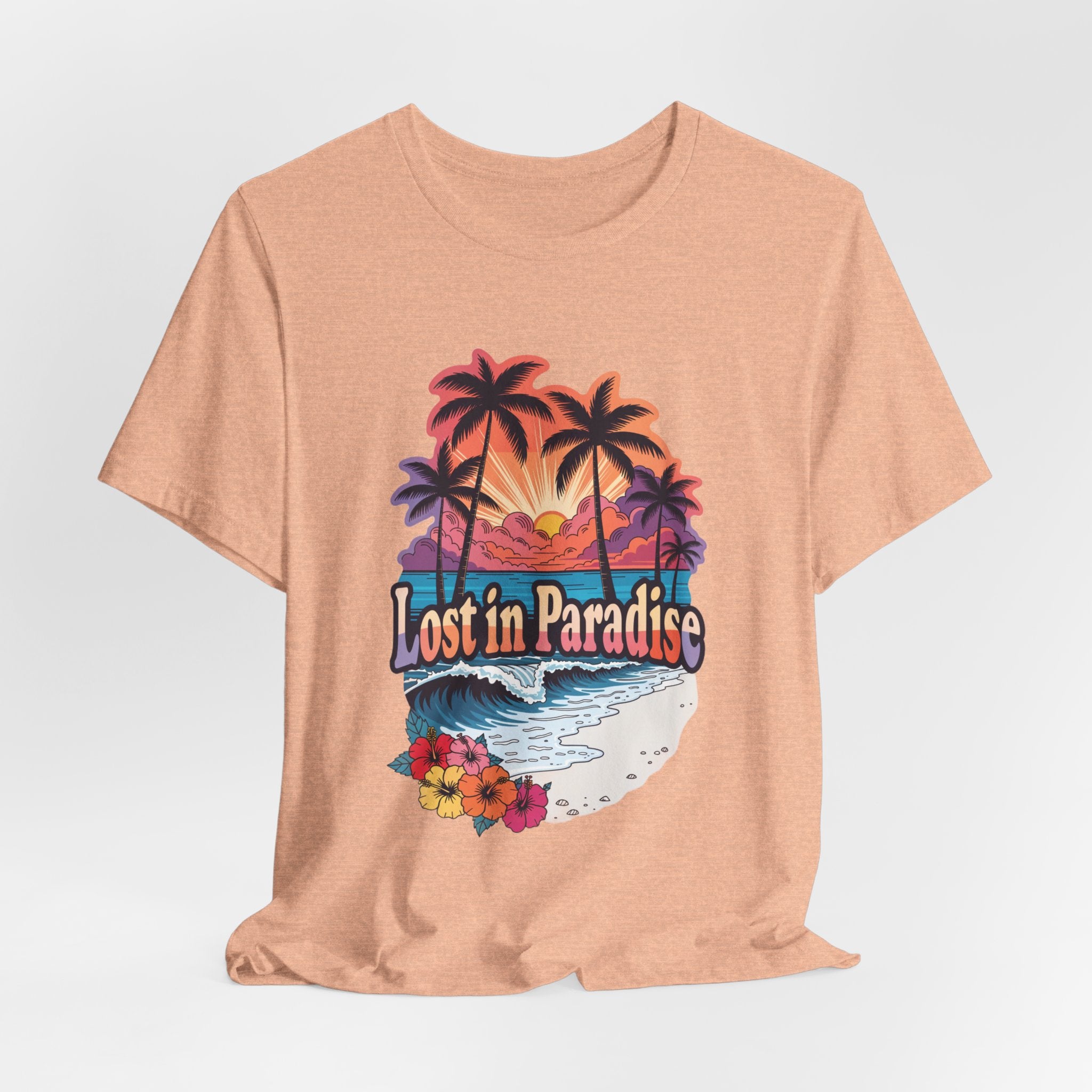 Lost in Paradise Tropical Beach Sunset Tee