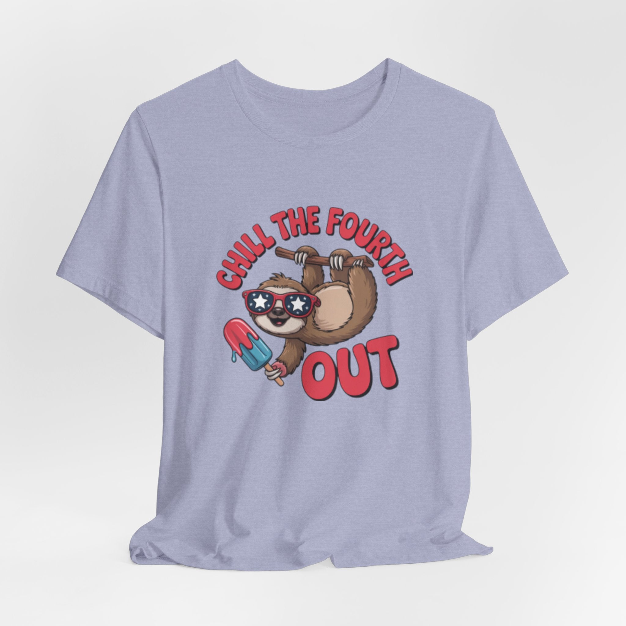 Chill the Fourth Out sloth holding popsicle T-Shirt | Fourth of July