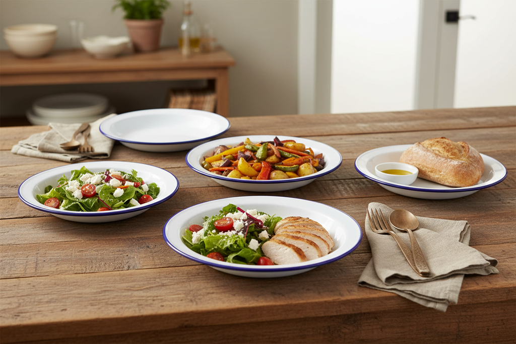 4 Pcs Enamel Dish Set Lifestyle