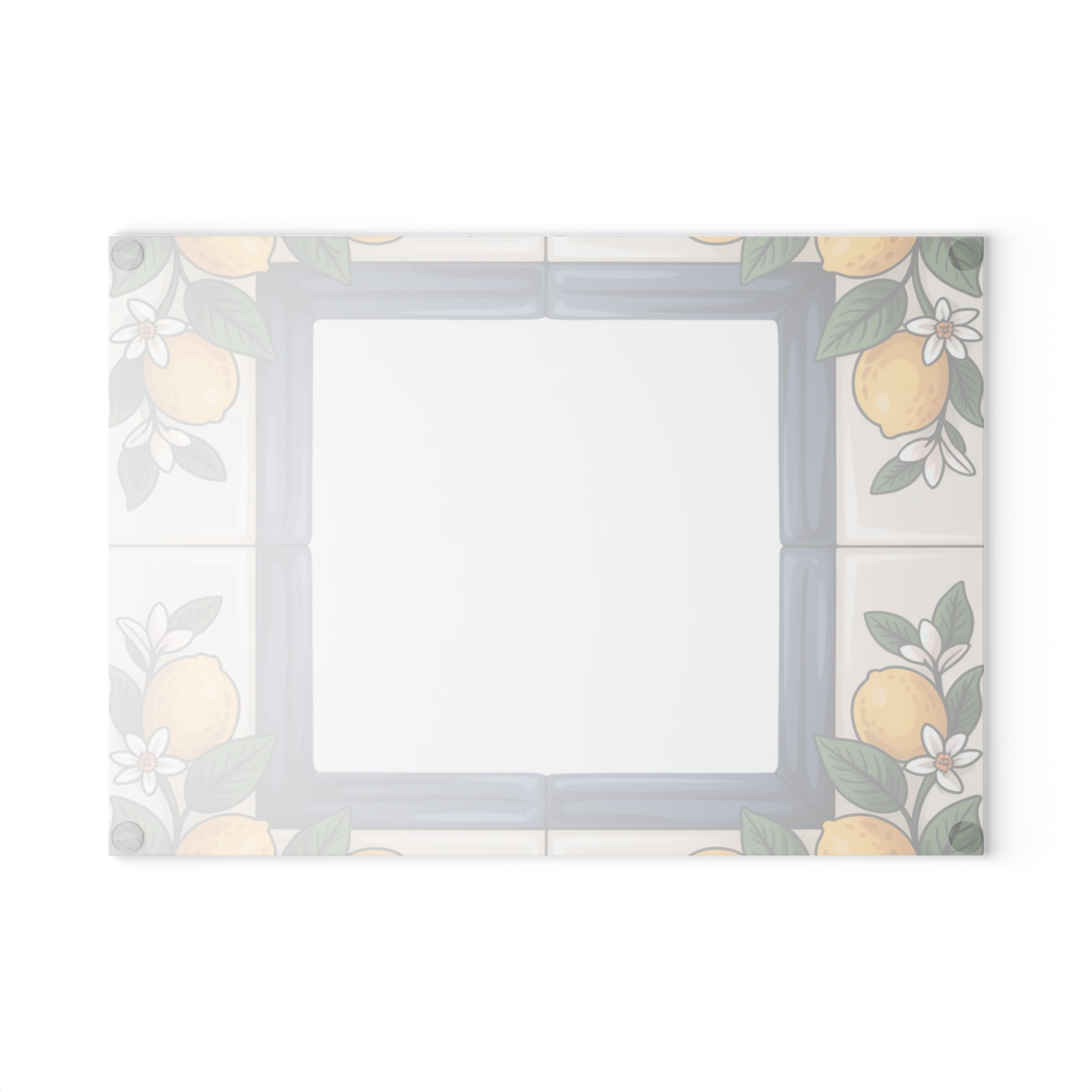 Lemon Tile Border Glass Cutting Board | Citrus Kitchen Decor