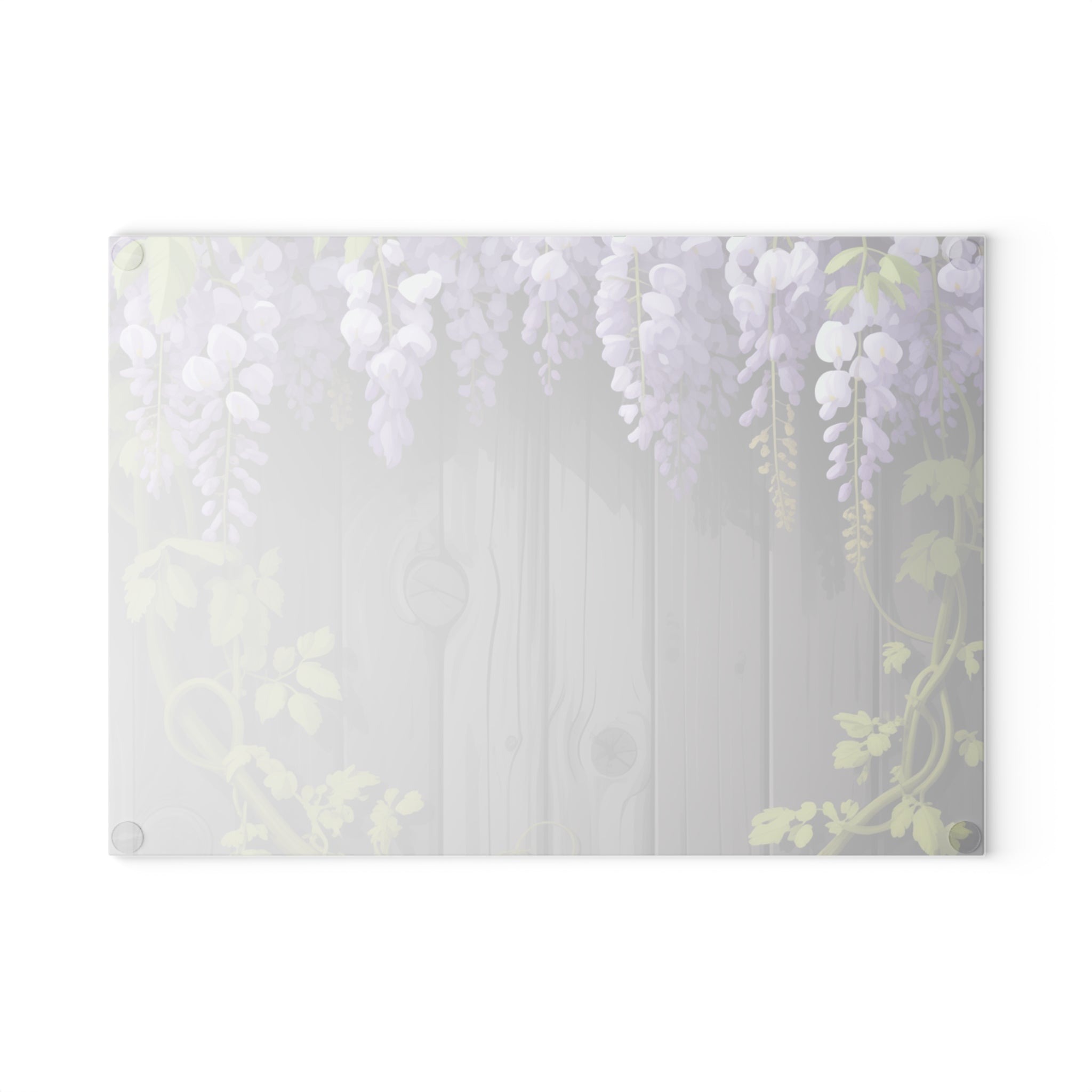 Wisteria Vines Glass Cutting Board | Purple Floral Wood Plank