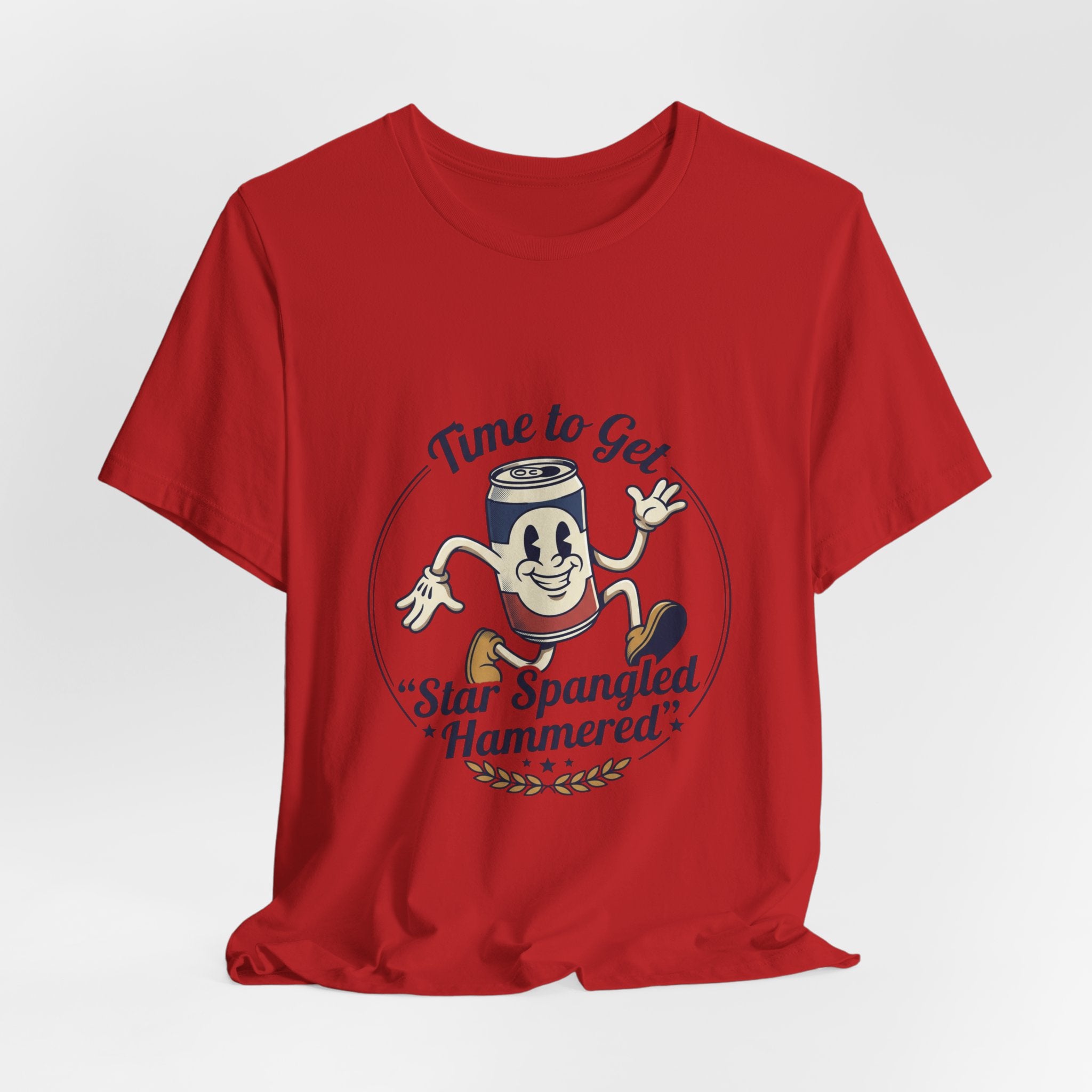 Star Spangled Hammered Beer Can Patriotic Tee