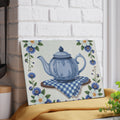 Blue Teapot Floral Pattern Glass Cutting Board | Kitchen Décor