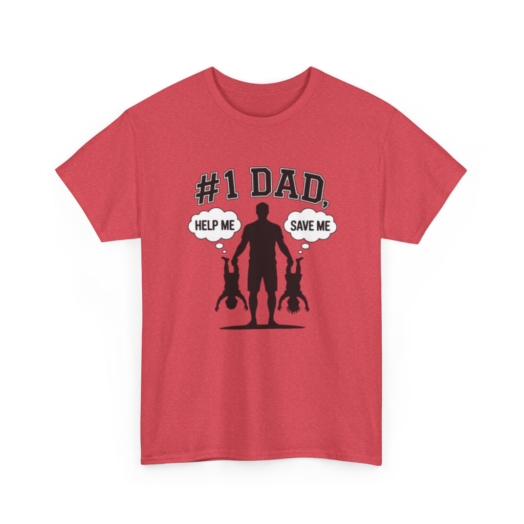 #1 Dad Silhouette T-Shirt | Funny Kids Hanging Help Me Save Me Tee