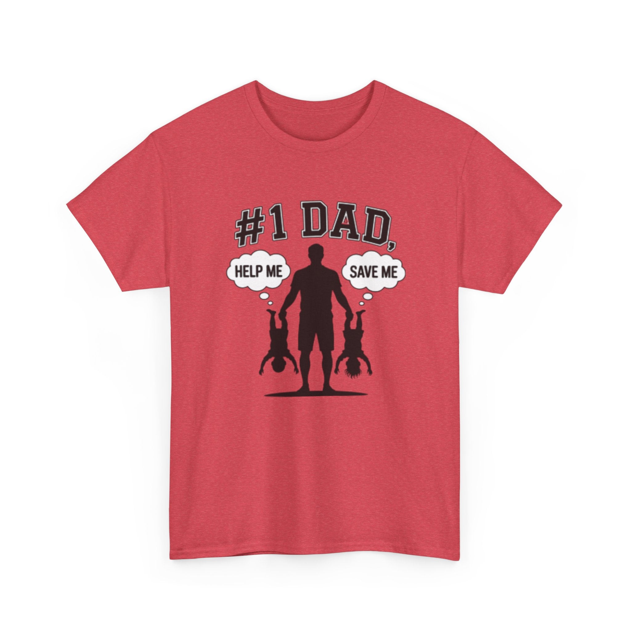 #1 Dad Silhouette T-Shirt | Funny Kids Hanging Help Me Save Me Tee