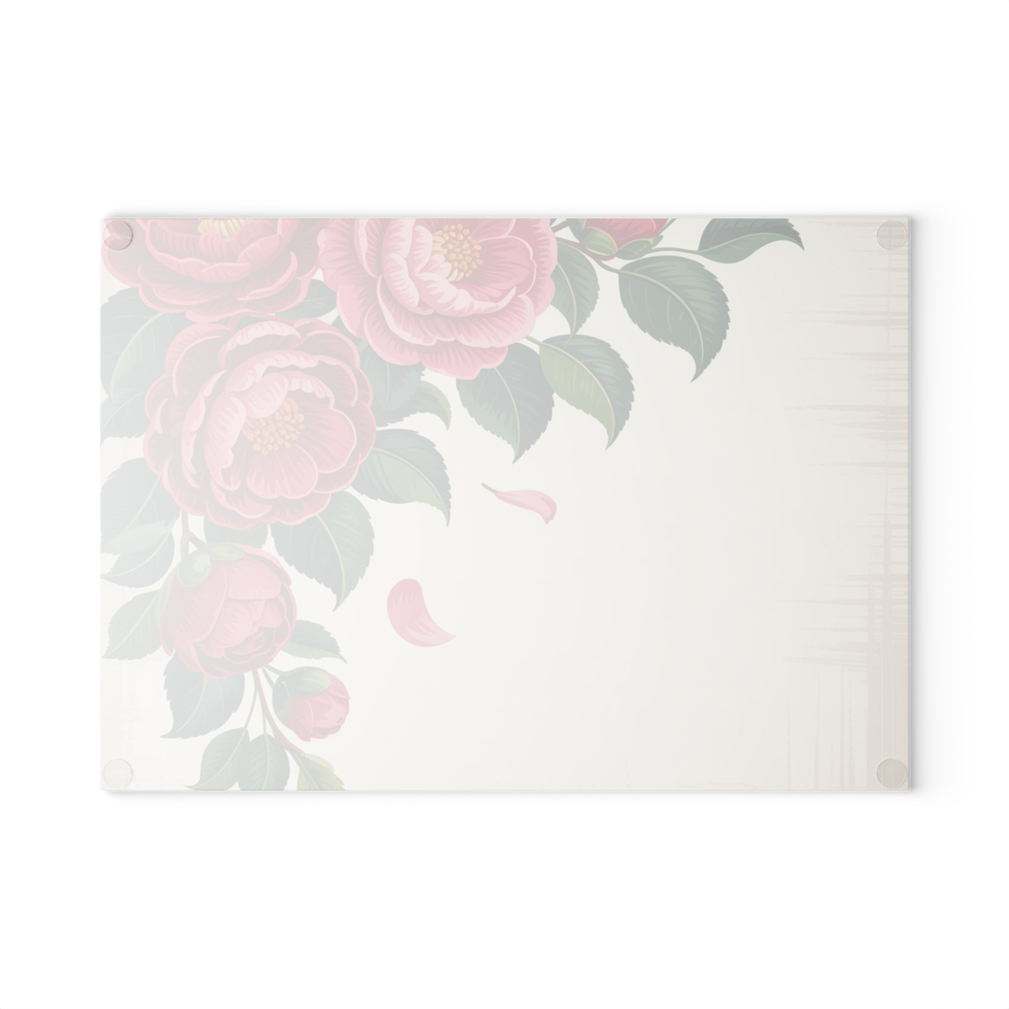 Pink Peony Floral Glass Cutting Board | Floral Kitchen Decor