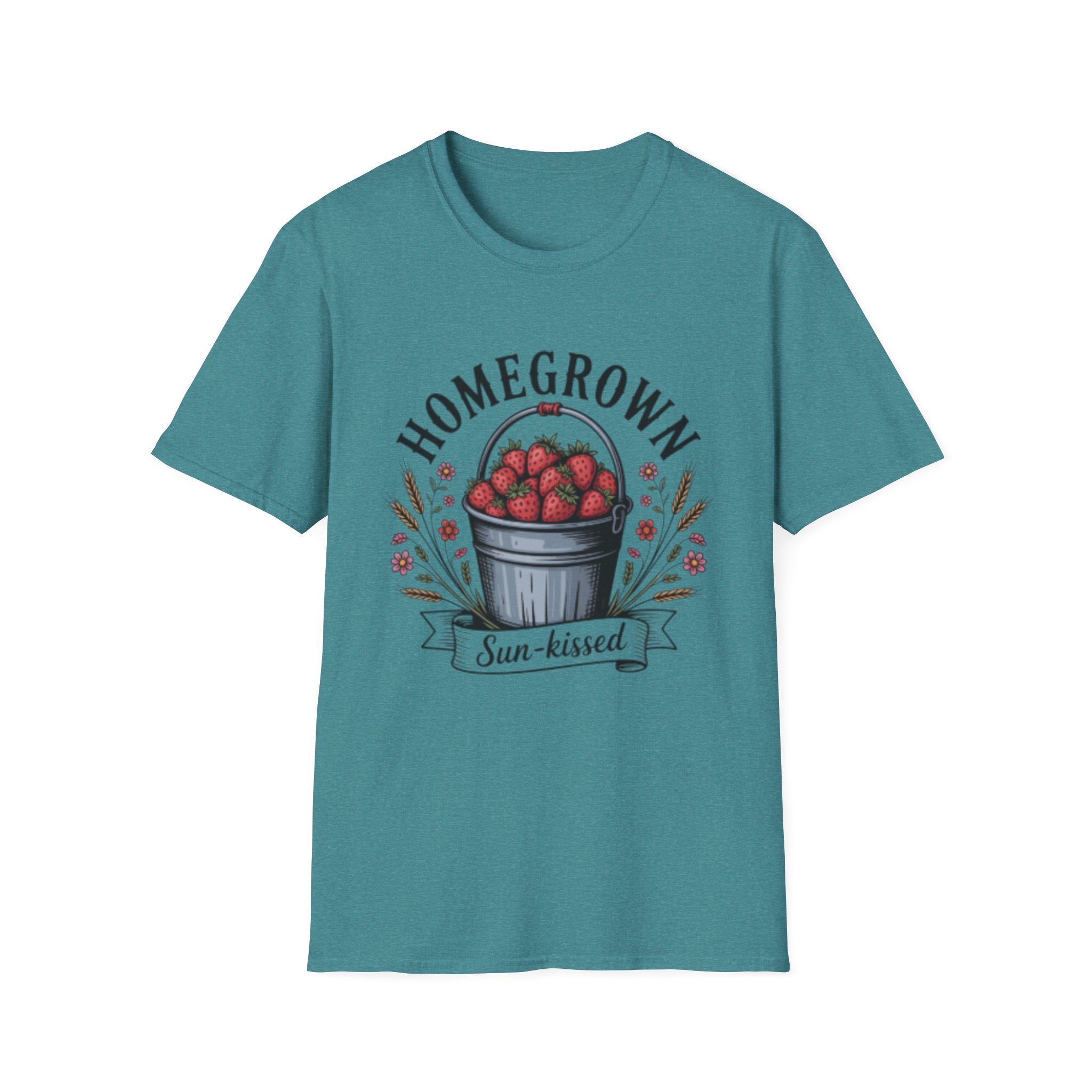 Homegrown Strawberries T-Shirt | Bucket of Strawberries, Sun-Kissed