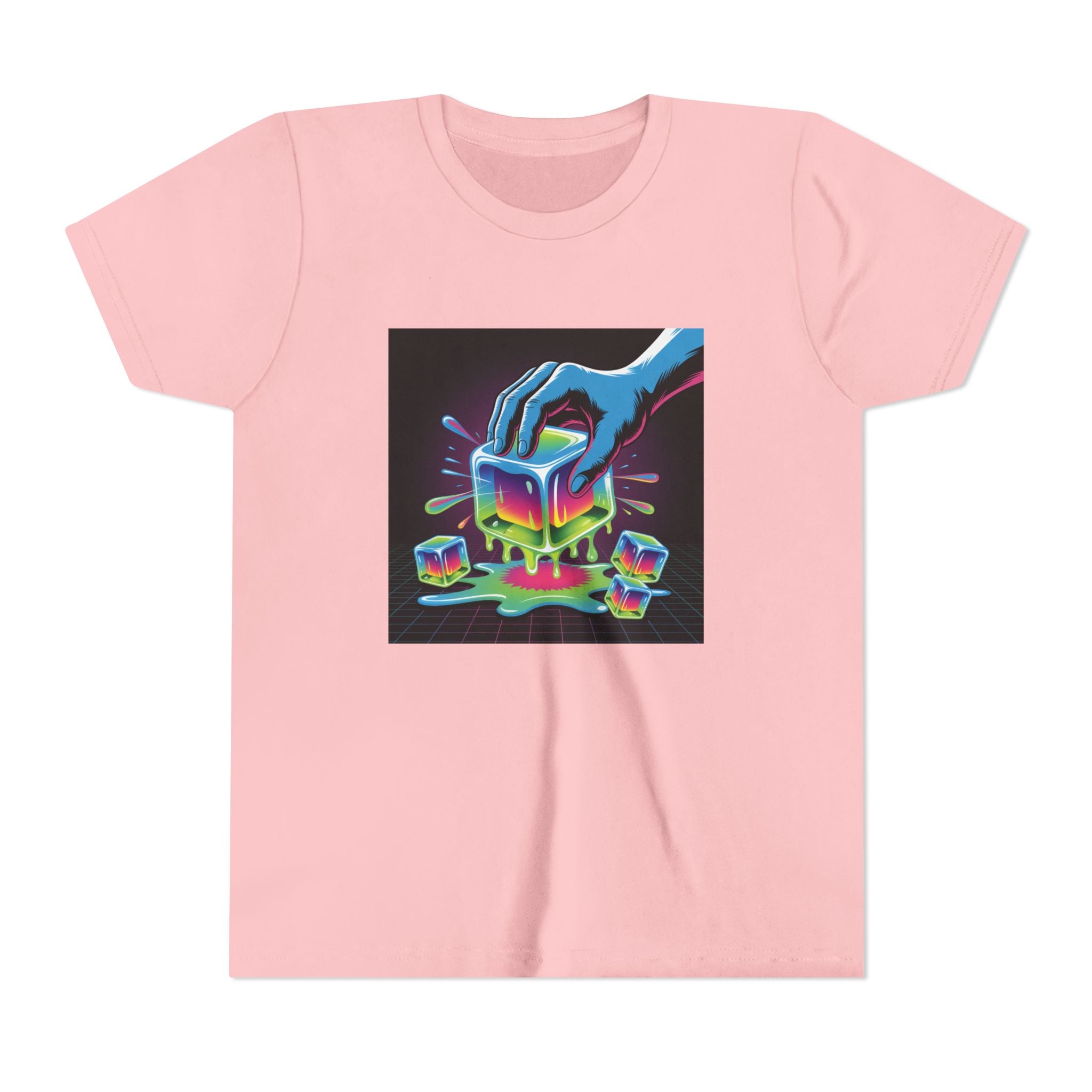 Youth Tee — Neon Melting Ice Cube Graphic