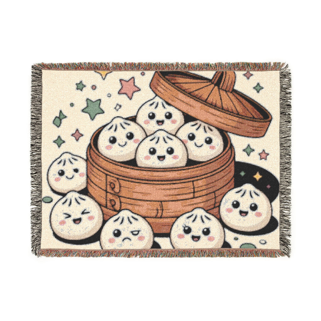 Dumpling Squishy Woven Blanket — Cute Steamed Bun Throw for Kids & Kawaii Decor