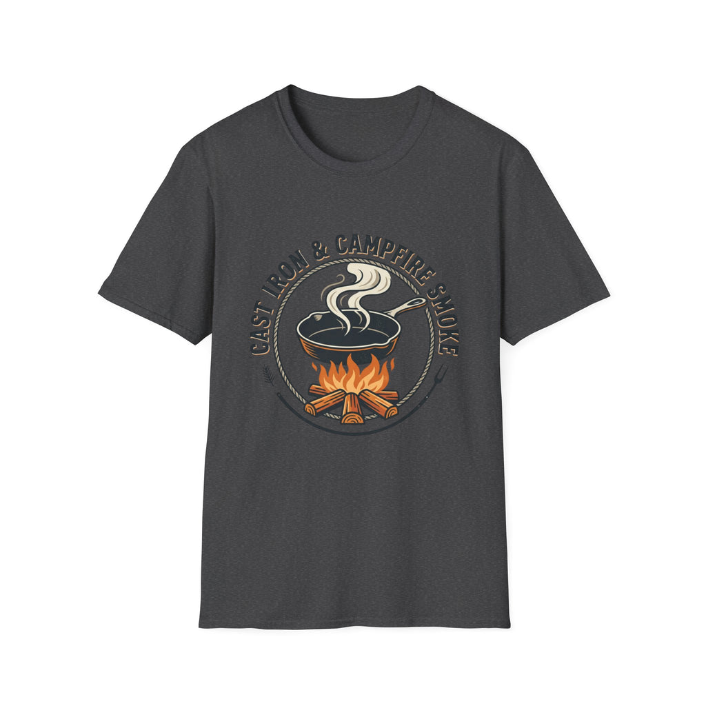 Cast Iron & Campfire Smoke Rustic Camping Tee