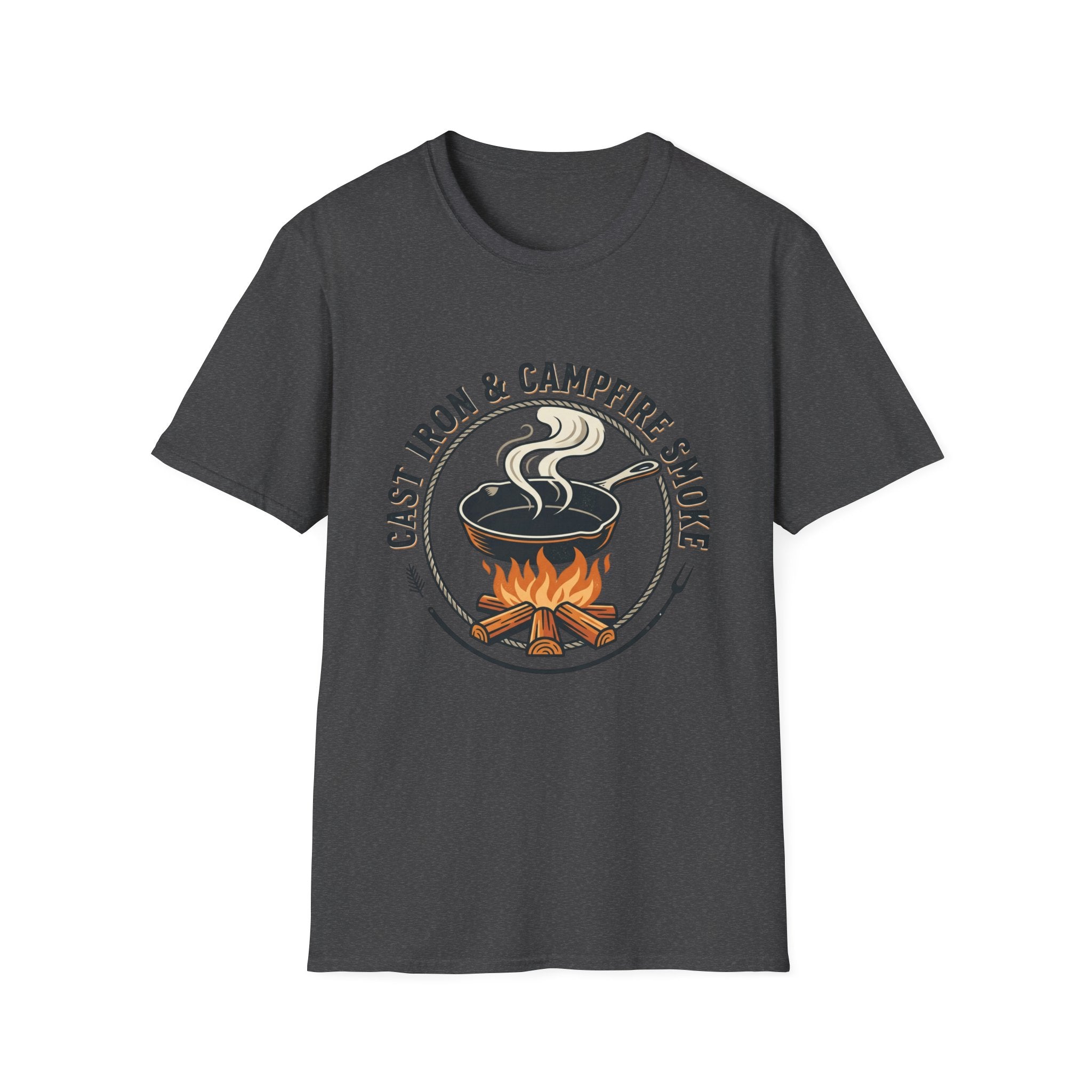Cast Iron & Campfire Smoke Rustic Camping Tee