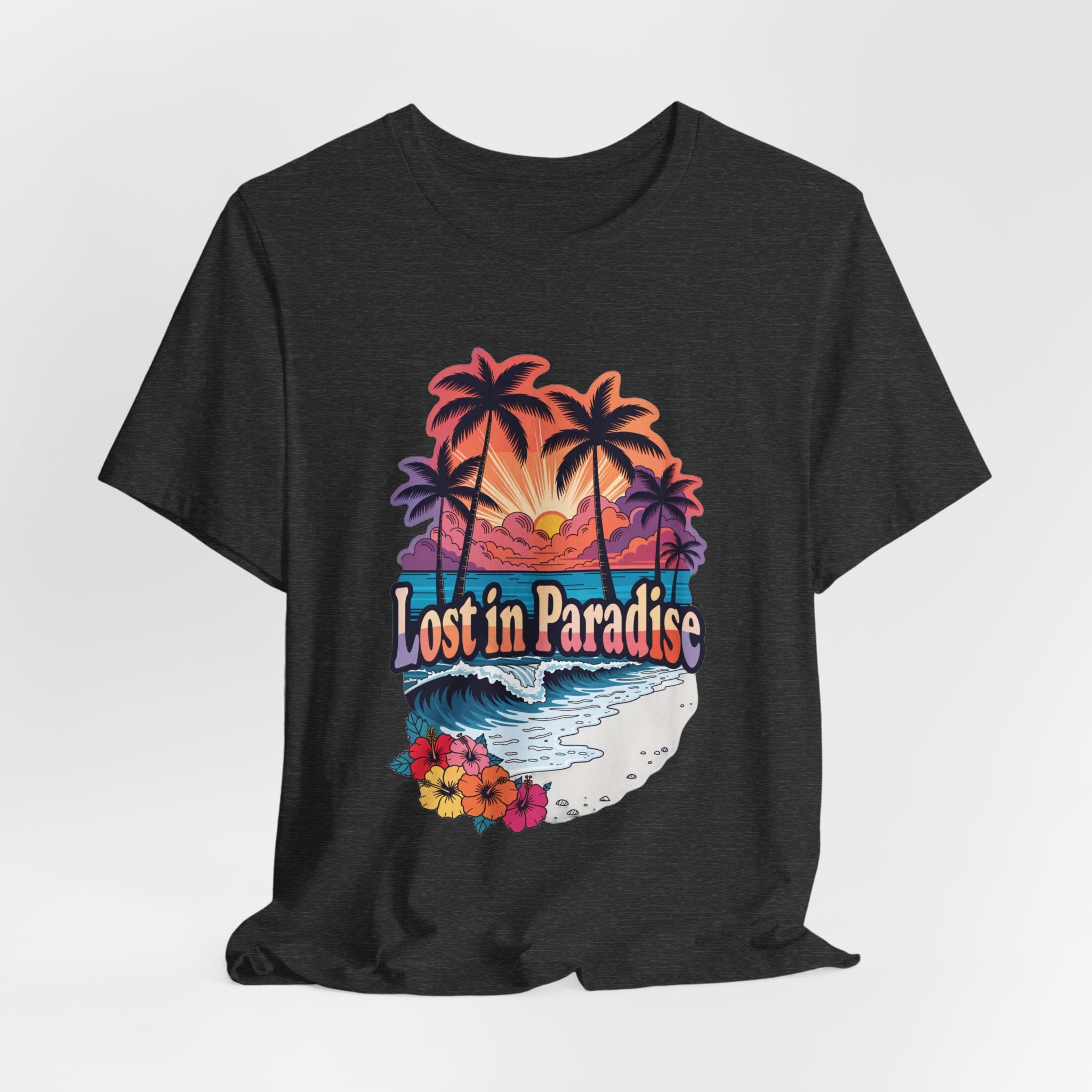 Lost in Paradise Tropical Beach Sunset Tee