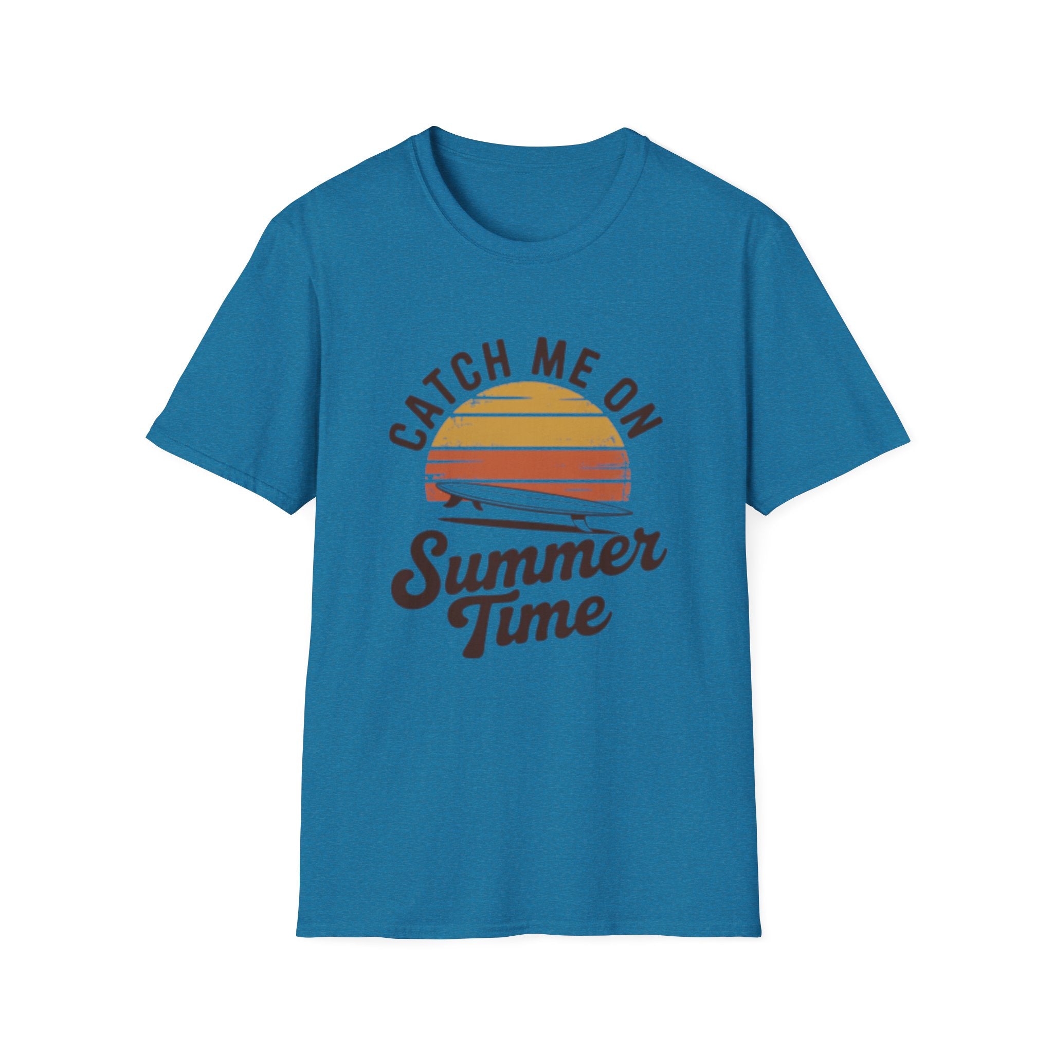 Catch Me On Summer Time T-Shirt | Retro Sunset Surf Plane Tee