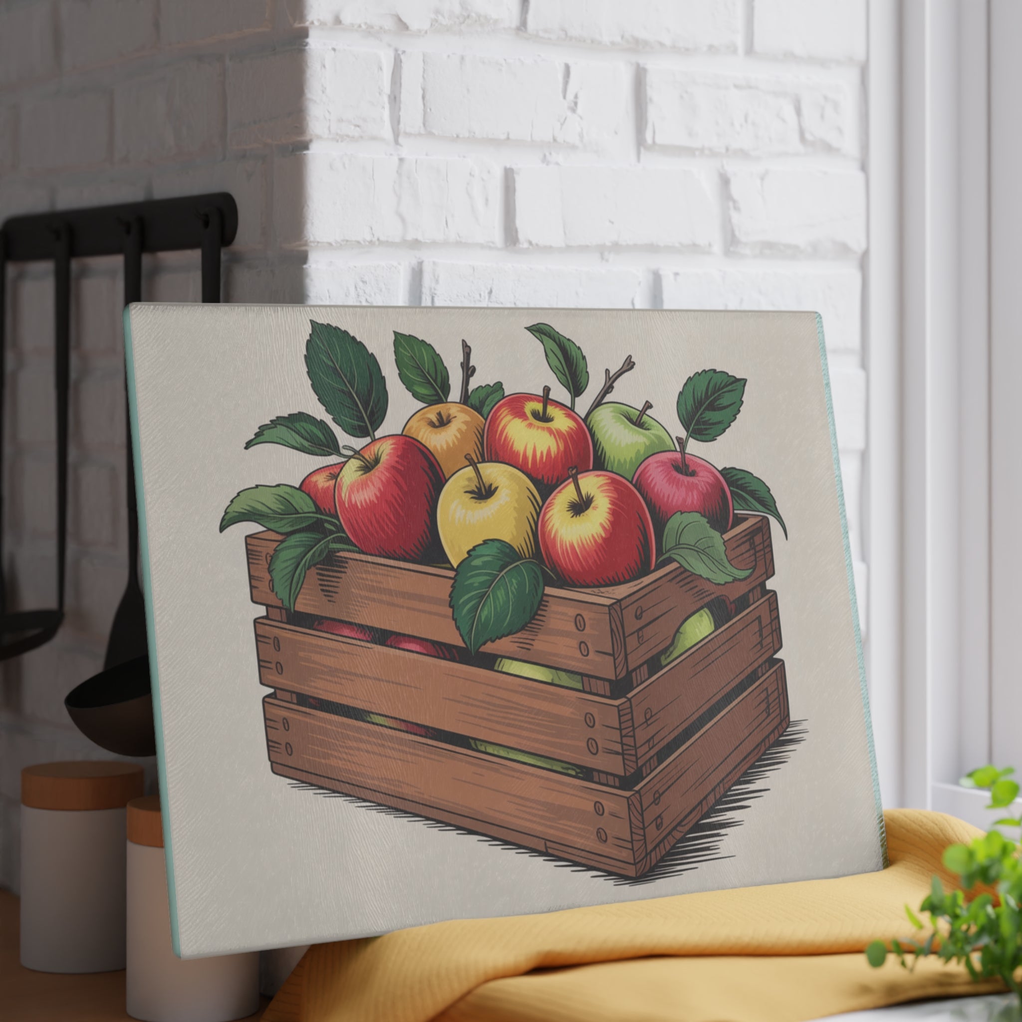 Apple Crate Glass Cutting Board | Farmhouse Kitchen Decor