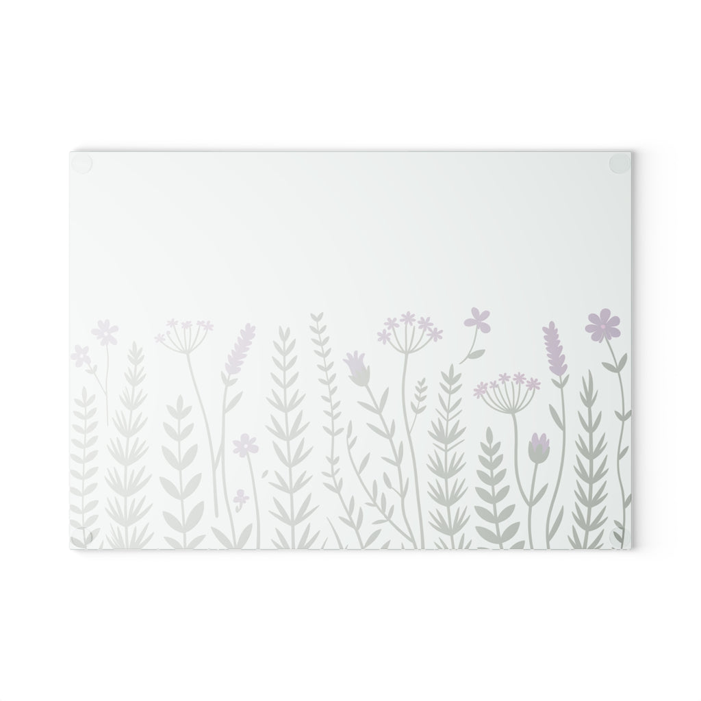 Lavender Wildflower Glass Cutting Board | Floral Kitchen Decor