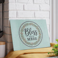 Bless This Mess Glass Cutting Board | Floral Wreath Kitchen Decor