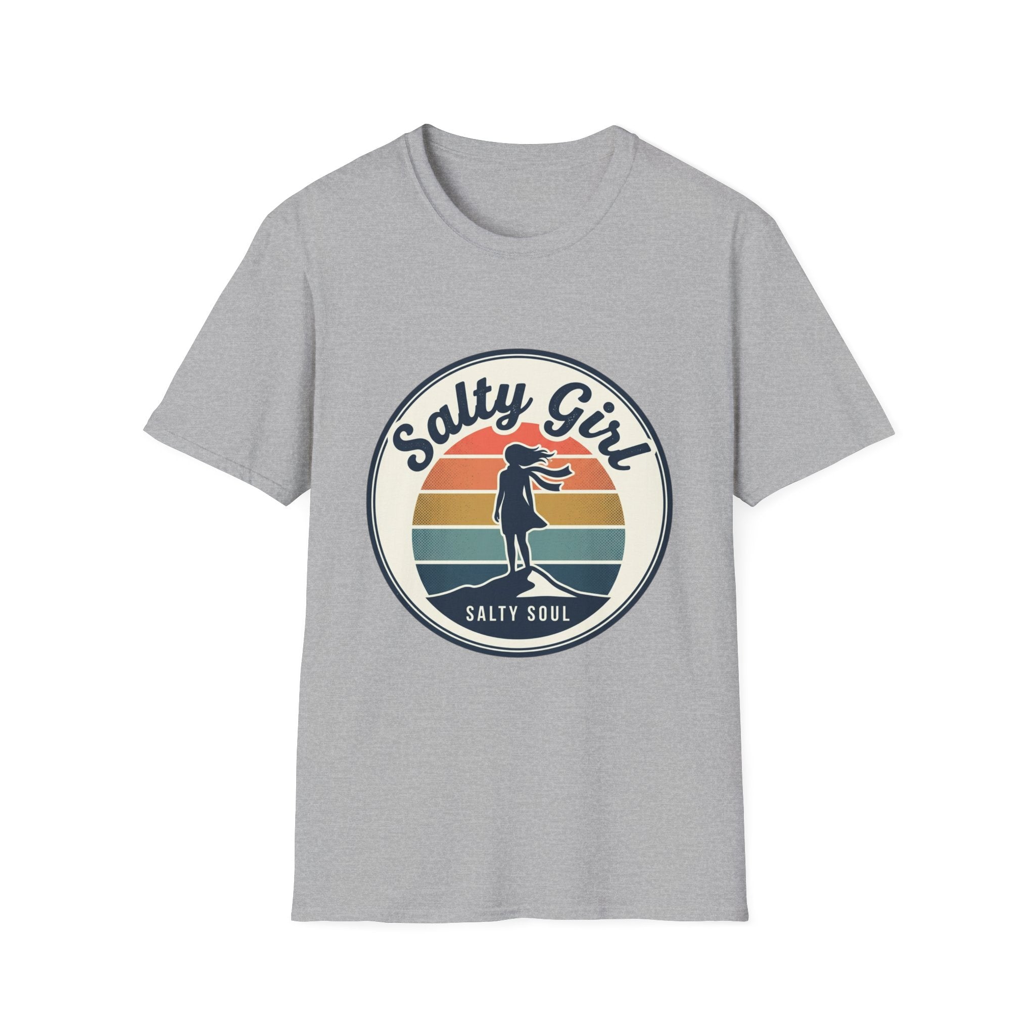 Salty Girl Retro Beach Sunset Graphic Tee