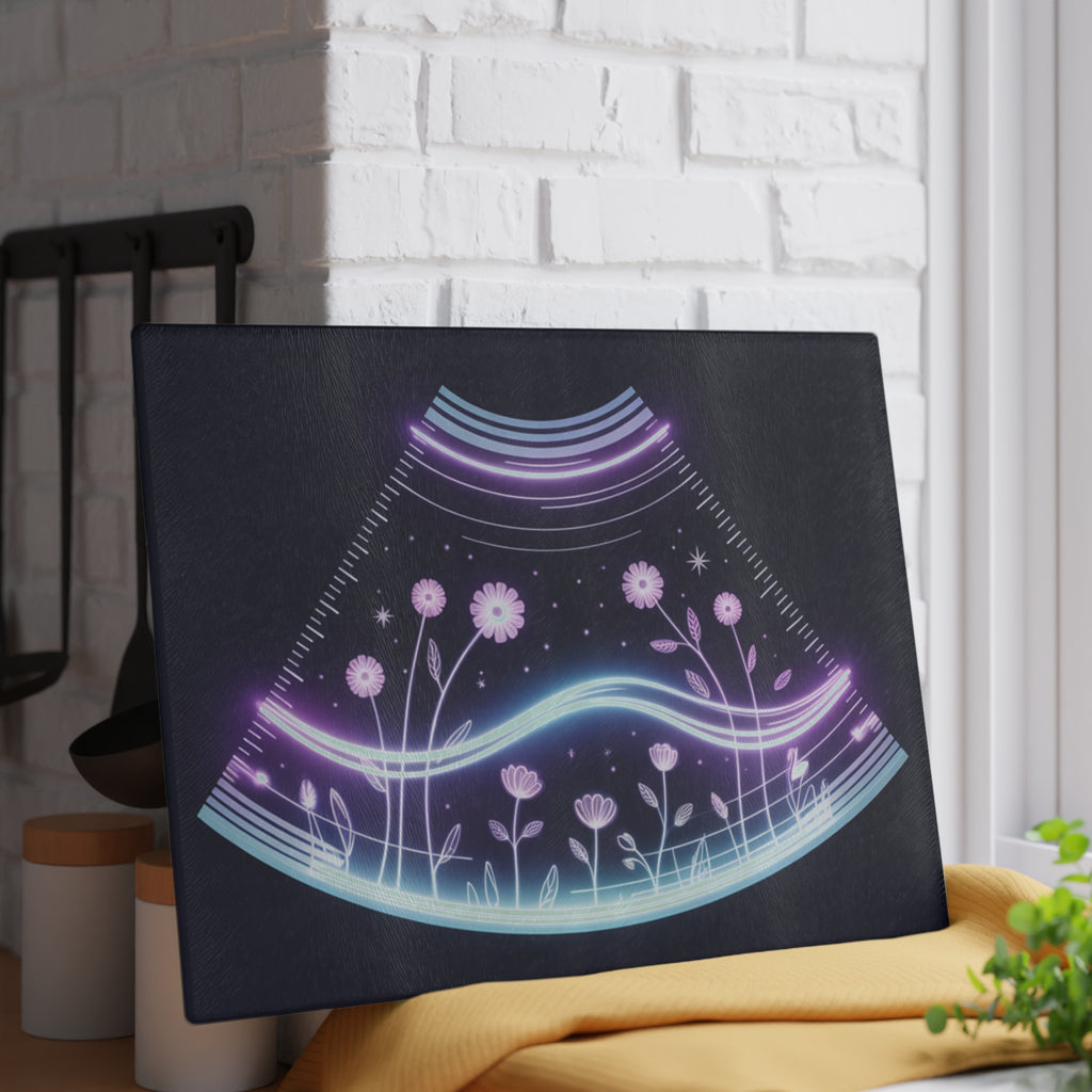 Ultrasound Tech Gift Glass Cutting Board Sonographer OBGYN Medical Art Board