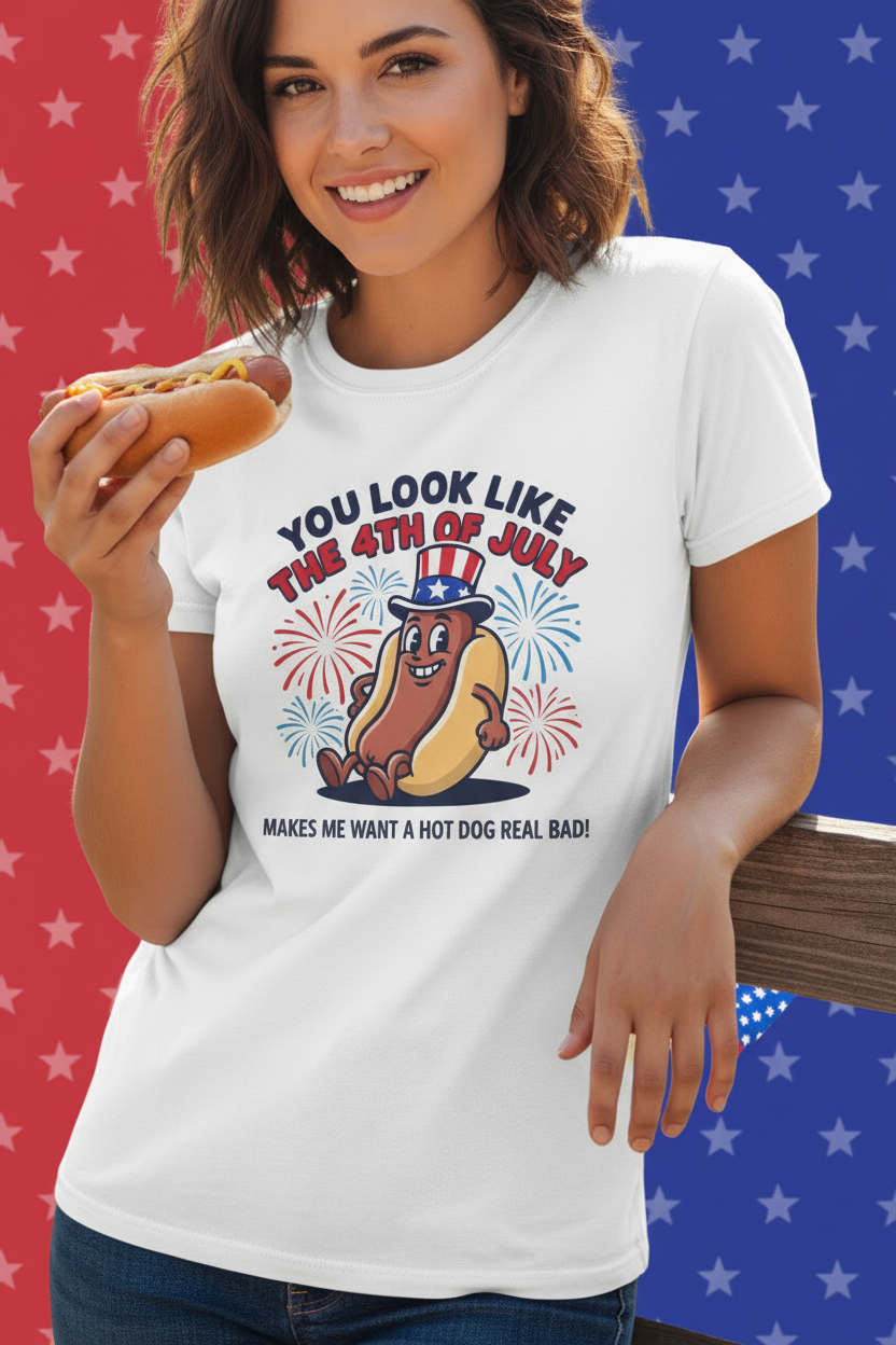 4th of July Hot Dog Tee — Bold Crop