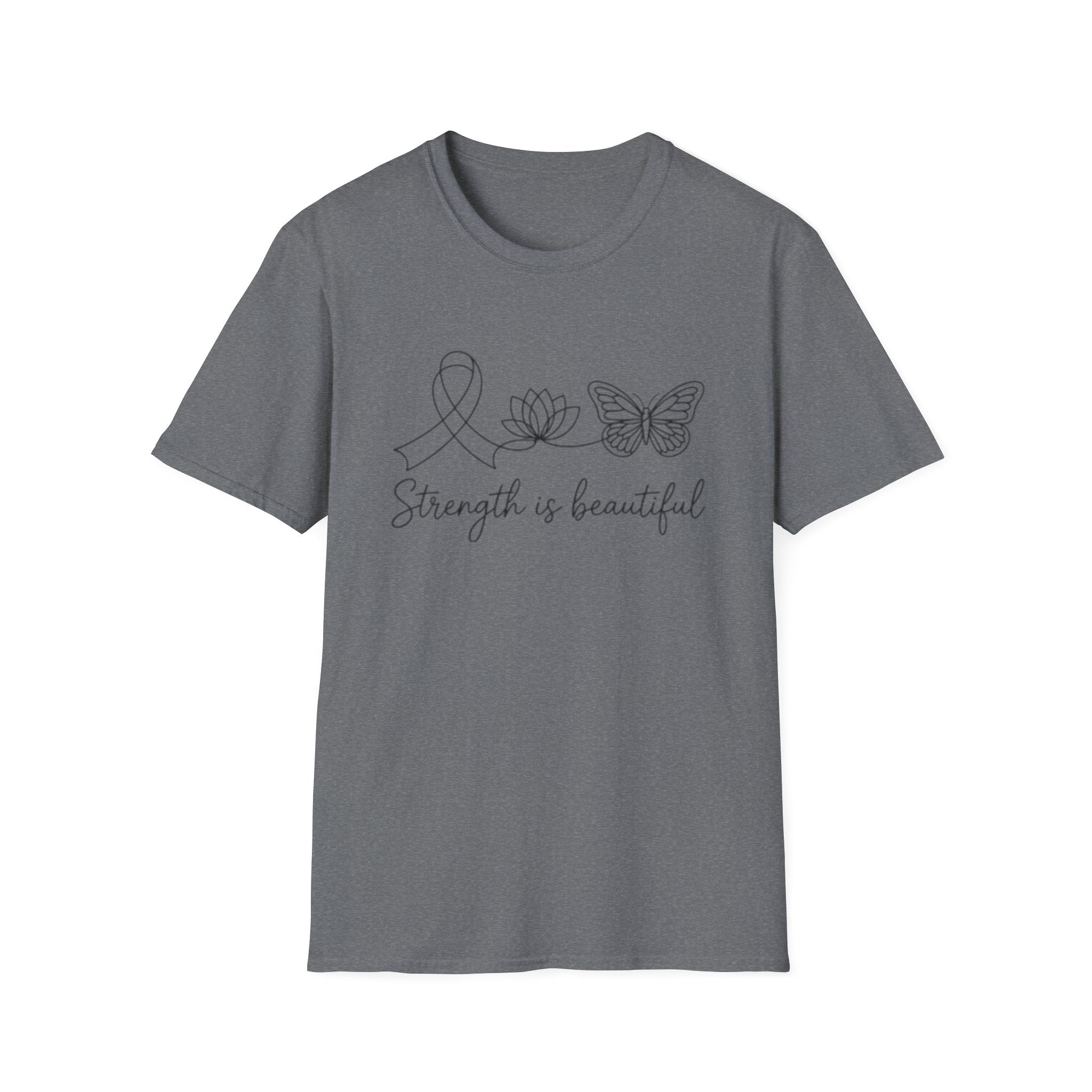Strength Is Beautiful T-Shirt — Ribbon Lotus Butterfly Awareness Tee