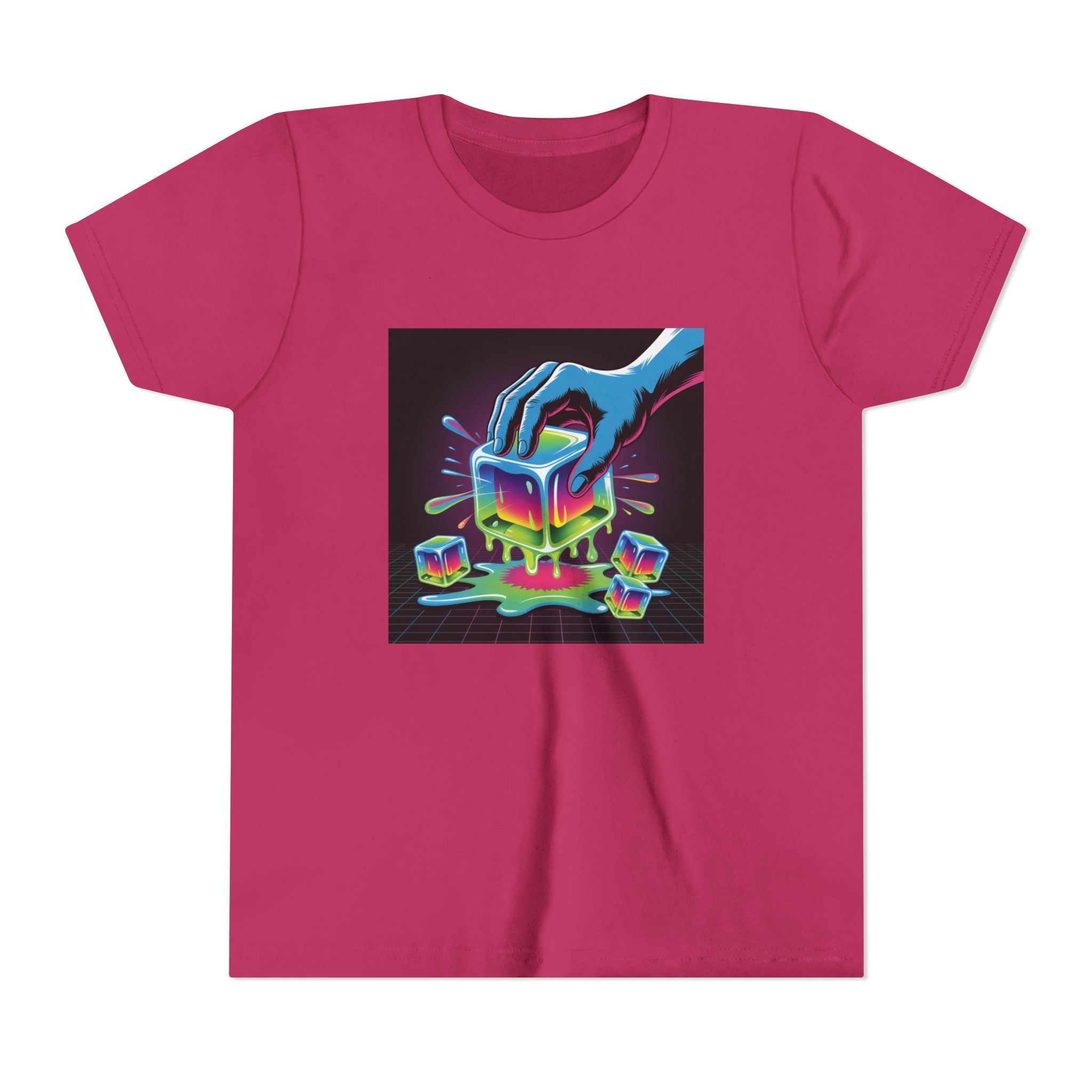Youth Tee — Neon Melting Ice Cube Graphic