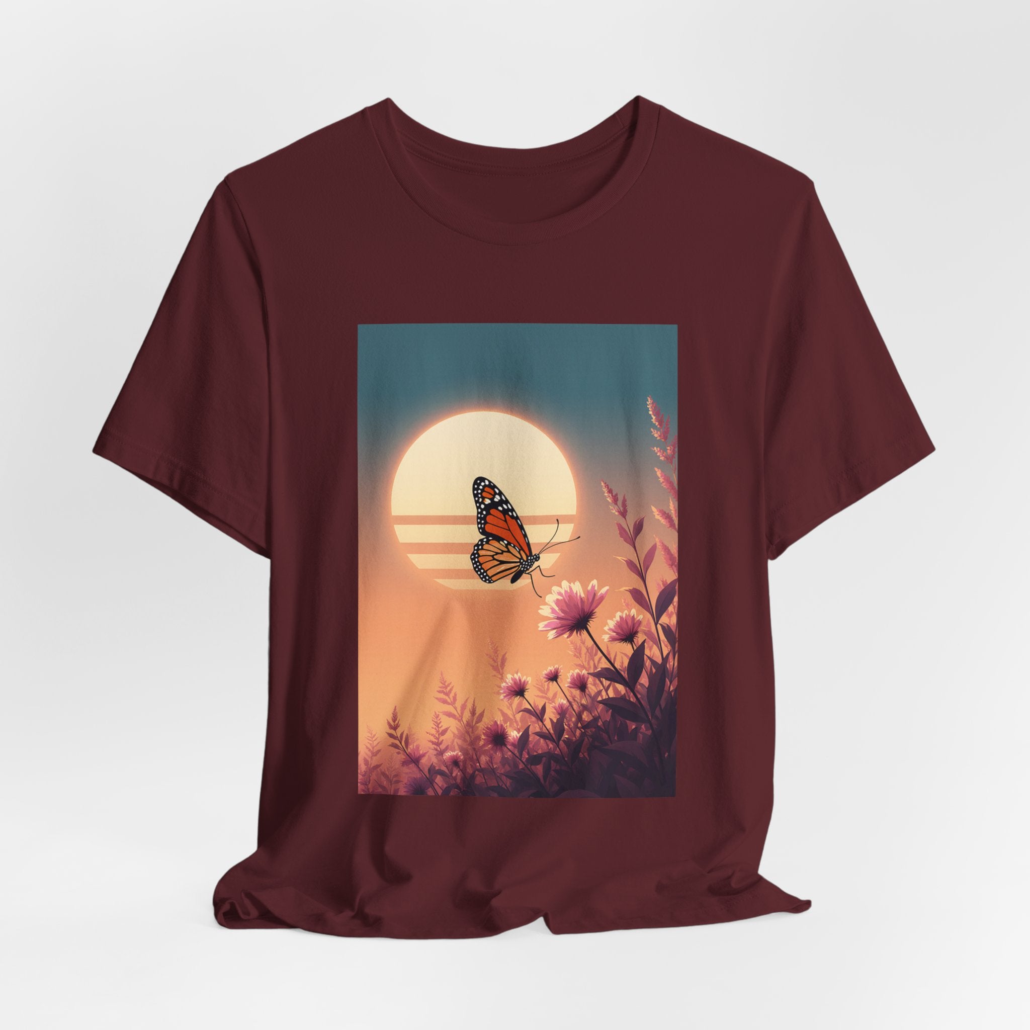 Monarch Butterfly Moon Sunset Graphic Tee